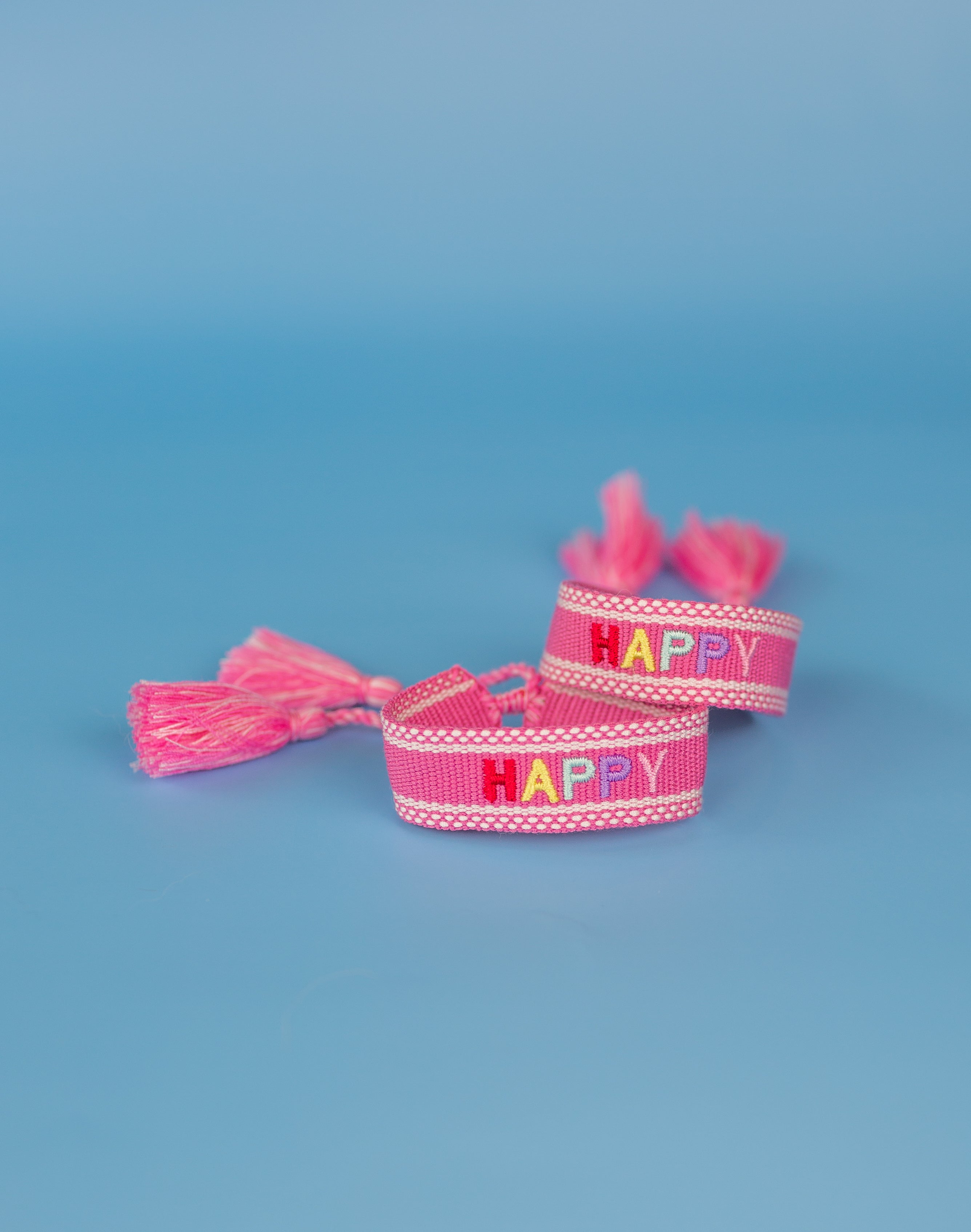 Happy Embroidered Bracelet