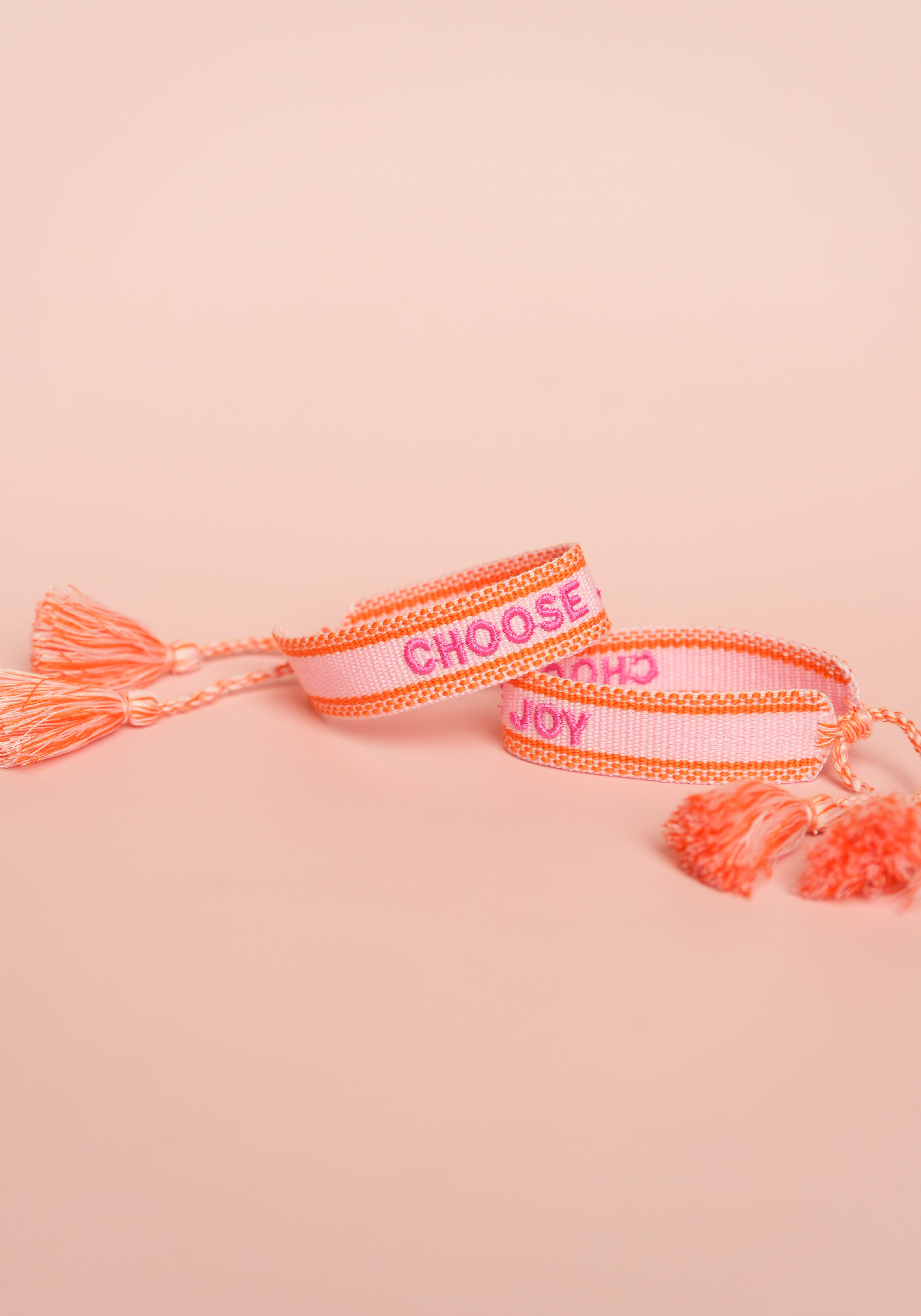 Pink Choose Joy Embroidered Bracelet