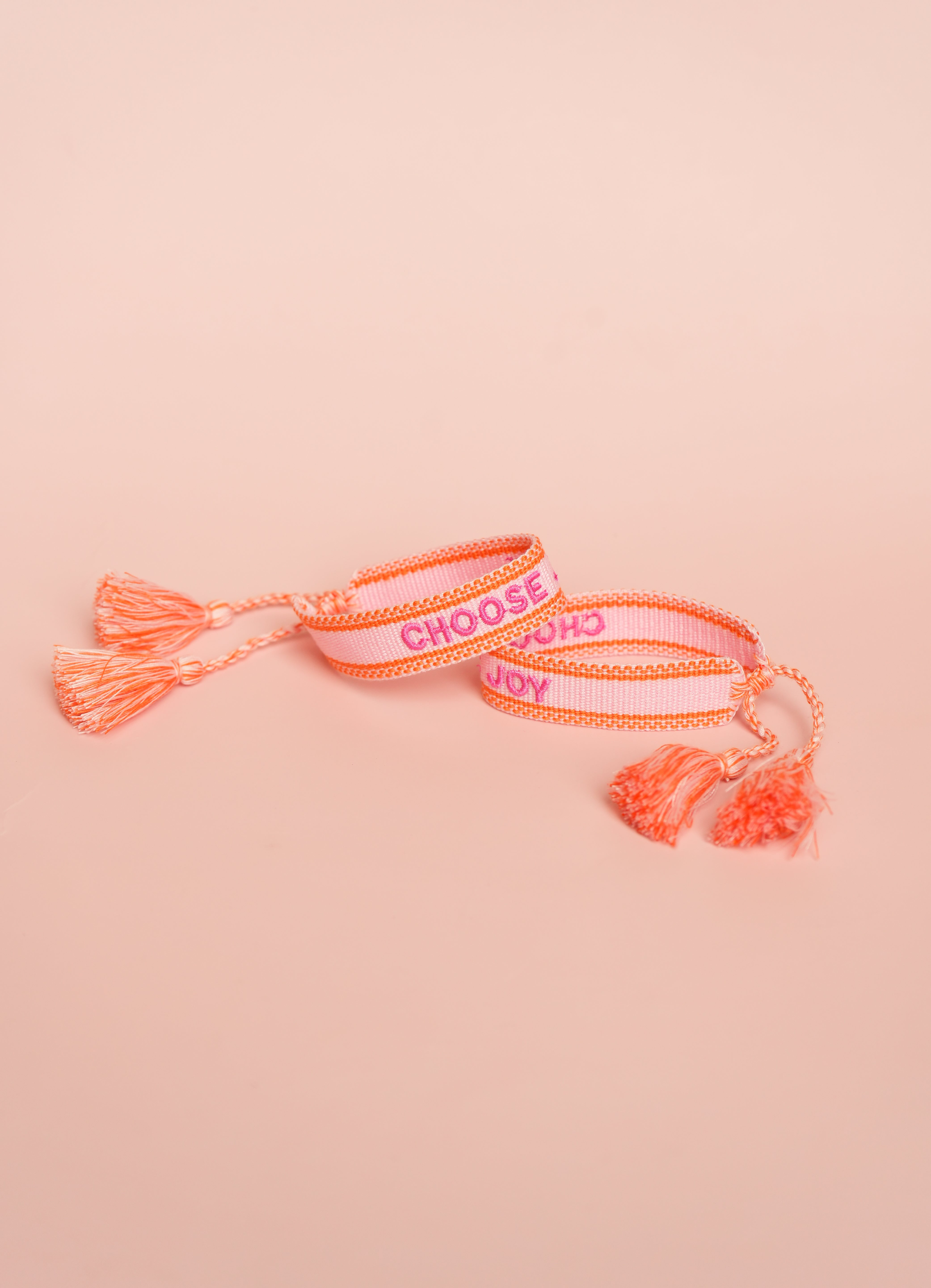 Pink Choose Joy Embroidered Bracelet