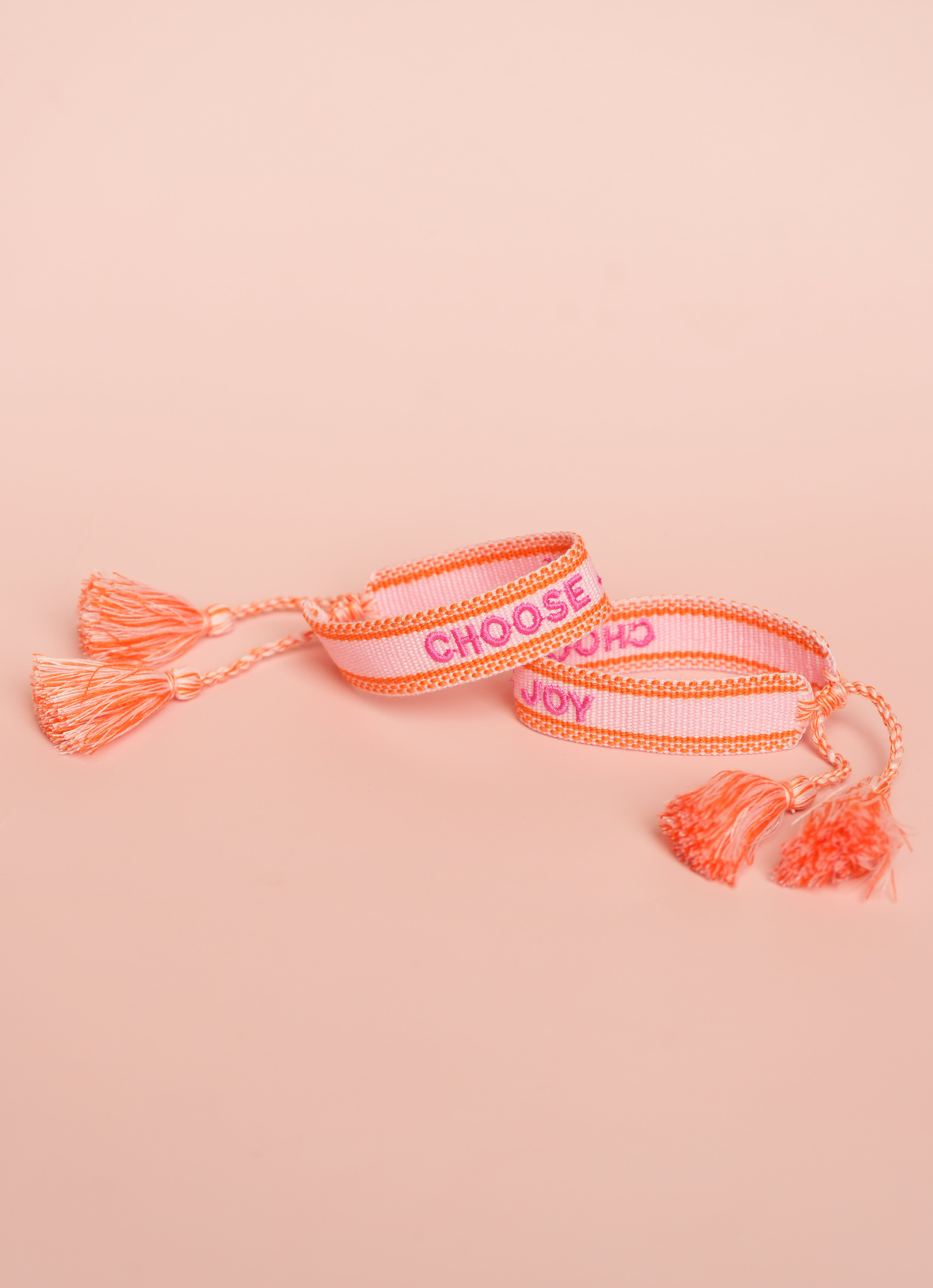 Pink Choose Joy Embroidered Bracelet