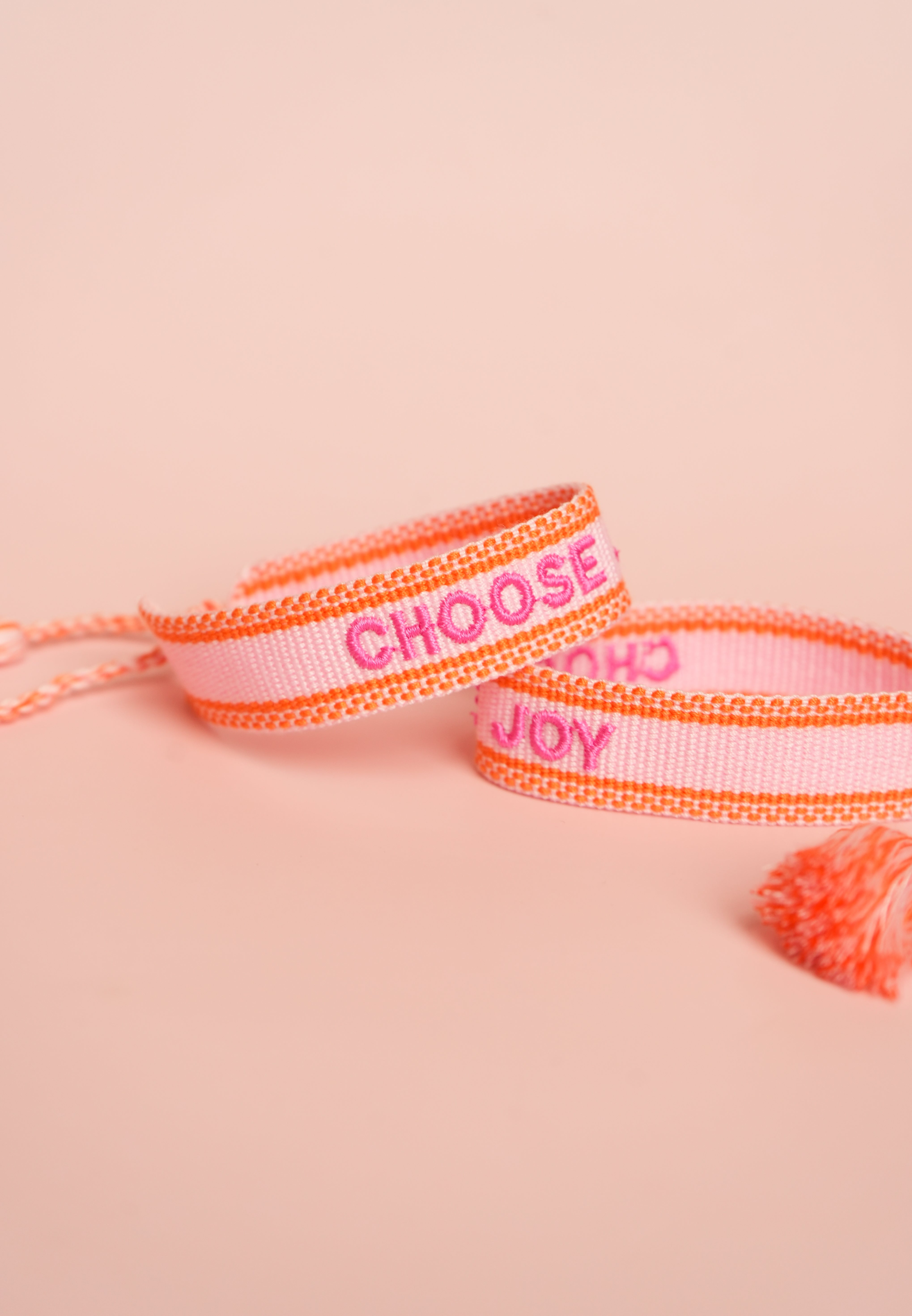 Pink Choose Joy Embroidered Bracelet
