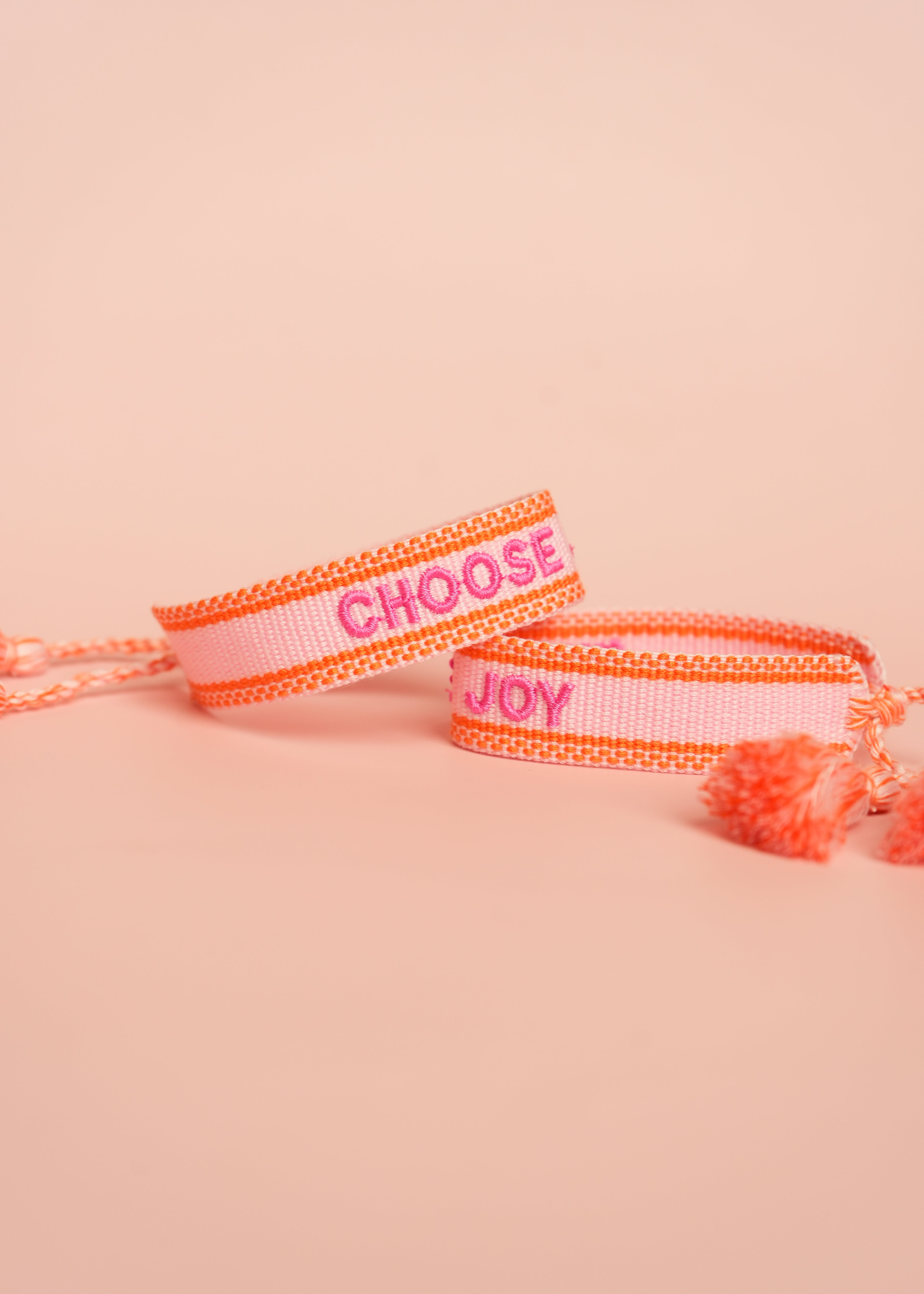 Pink Choose Joy Embroidered Bracelet