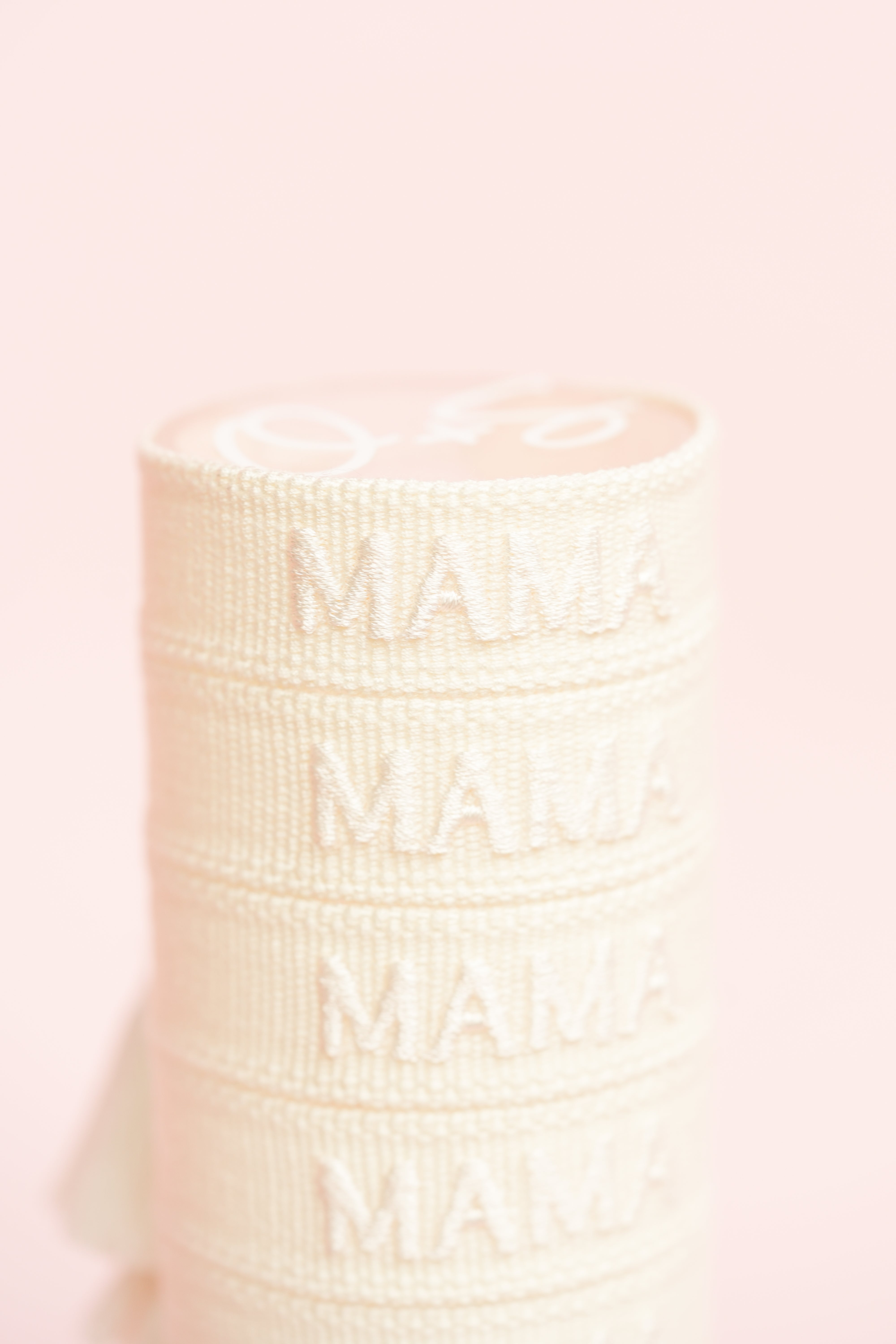 Mama Embroidered Bracelet-Cream