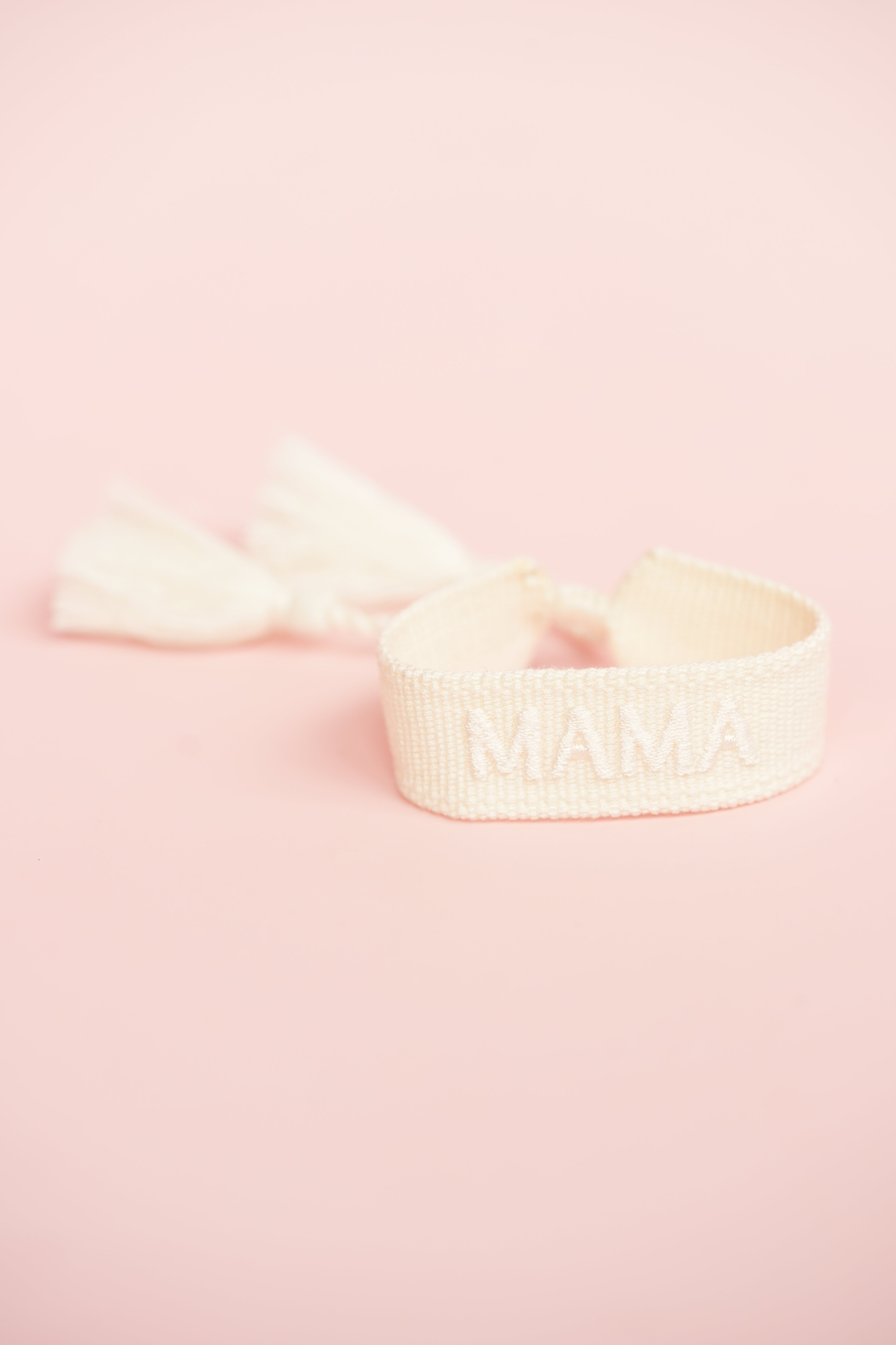 Mama Embroidered Bracelet-Cream