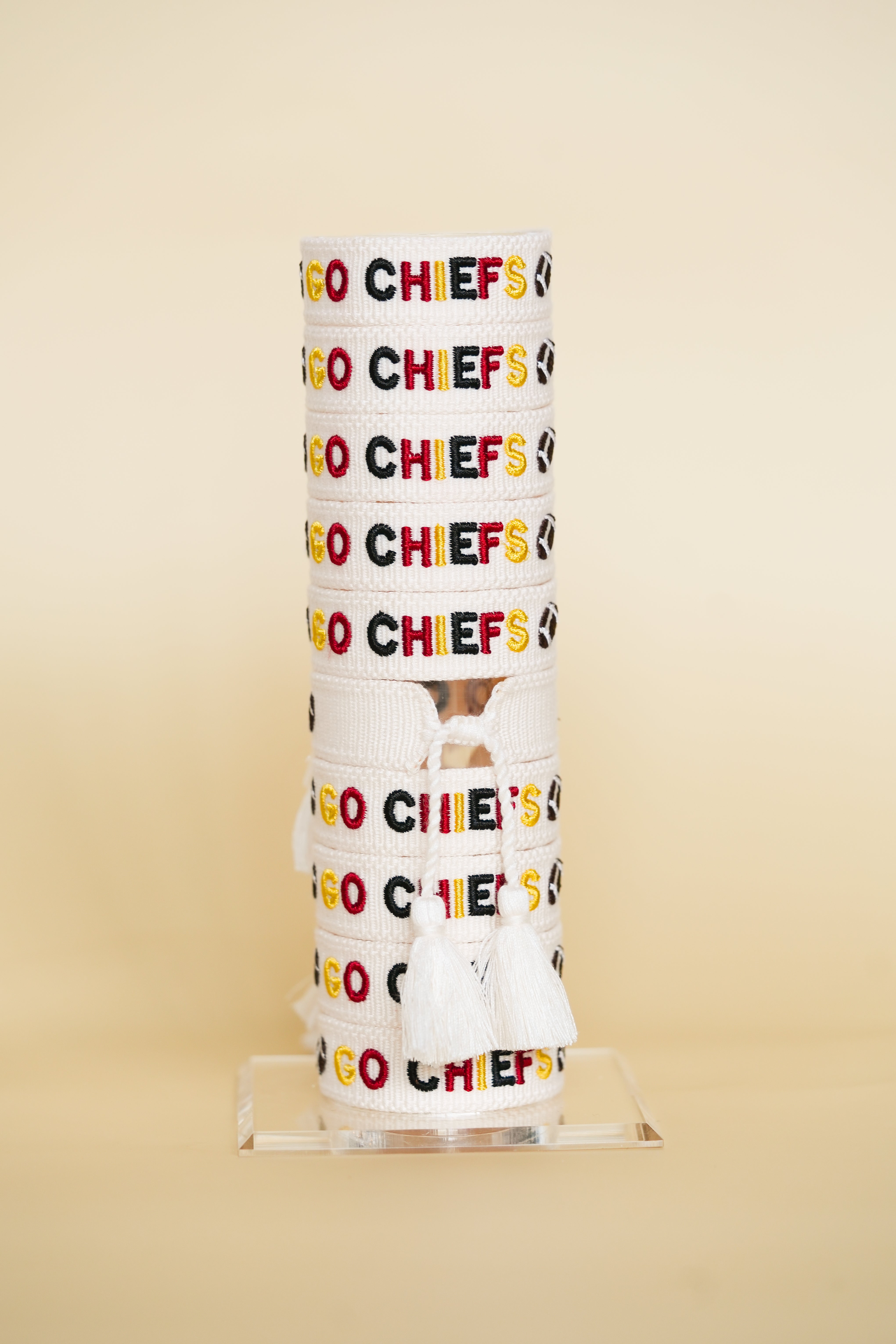 KIDS Go Chiefs Football Embroidered Bracelet