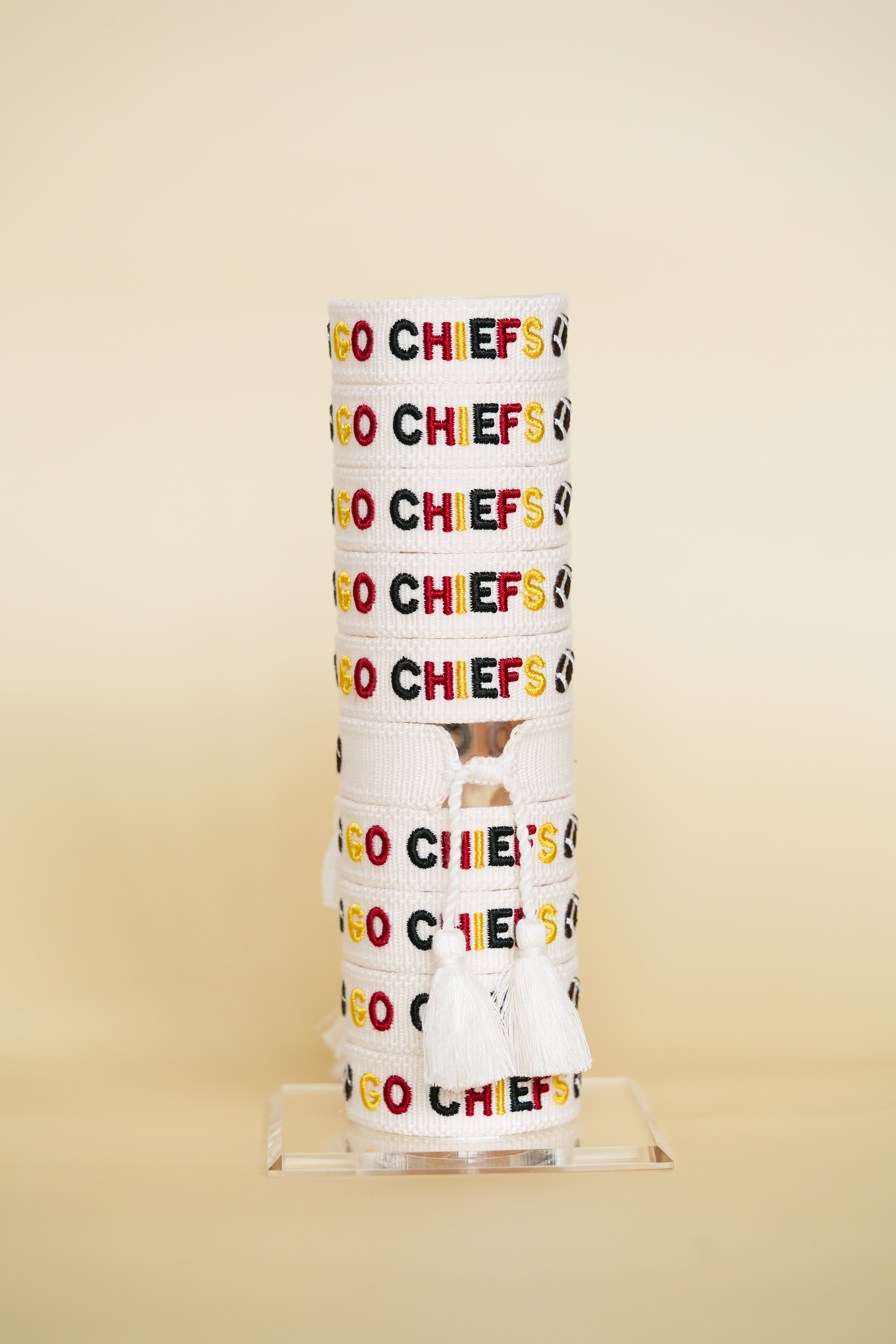 KIDS Go Chiefs Football Embroidered Bracelet
