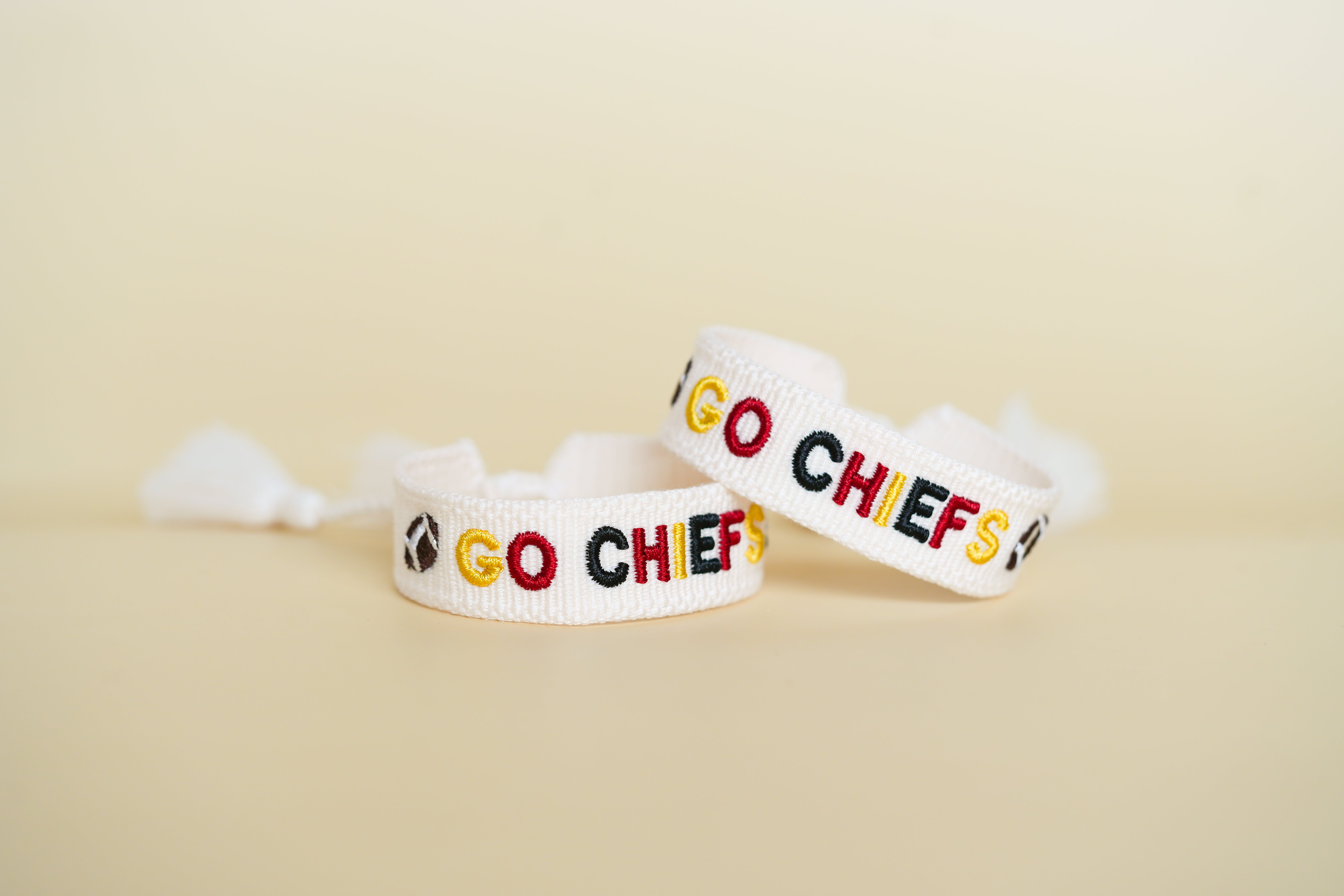 KIDS Go Chiefs Football Embroidered Bracelet