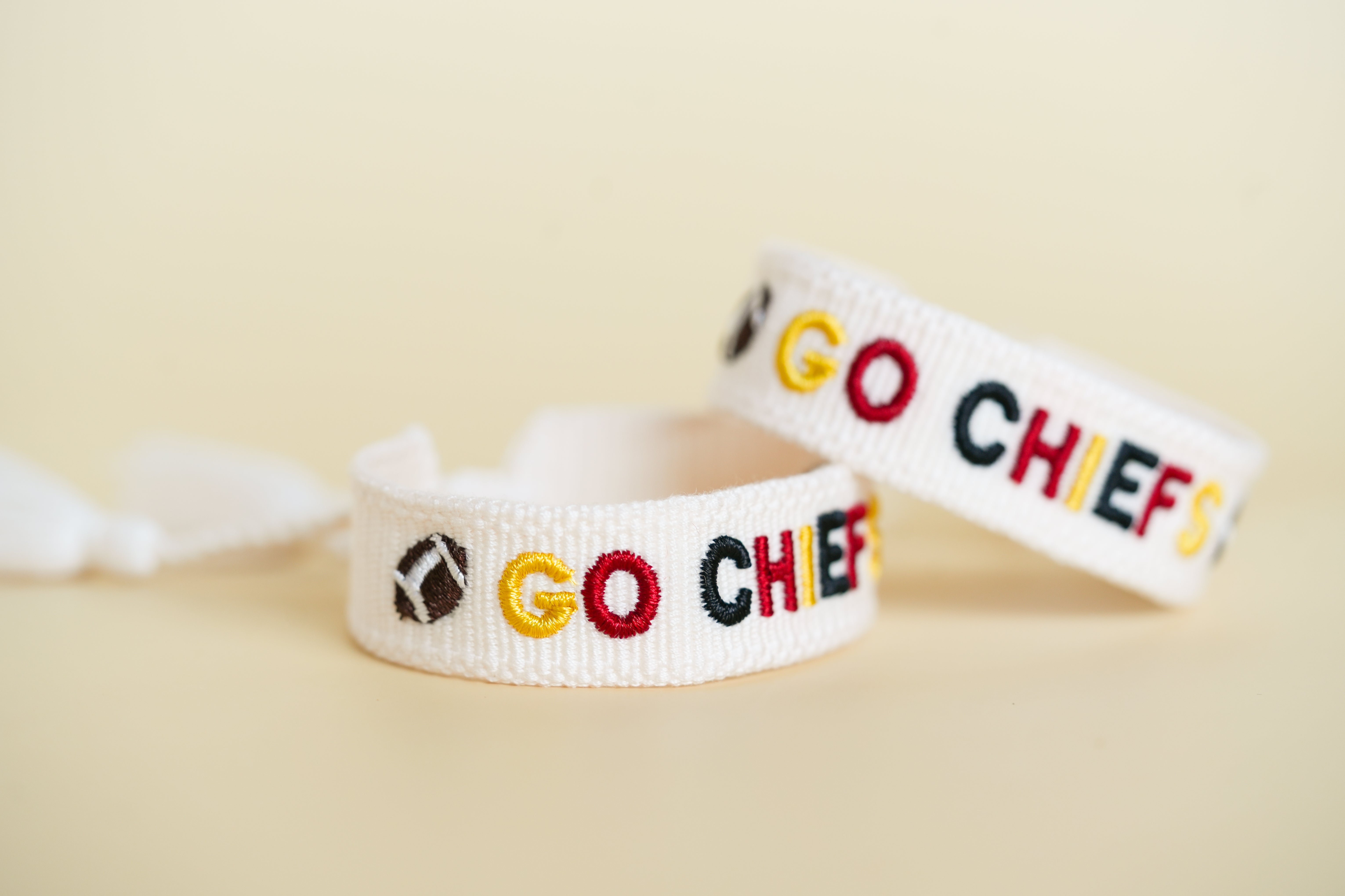 KIDS Go Chiefs Football Embroidered Bracelet