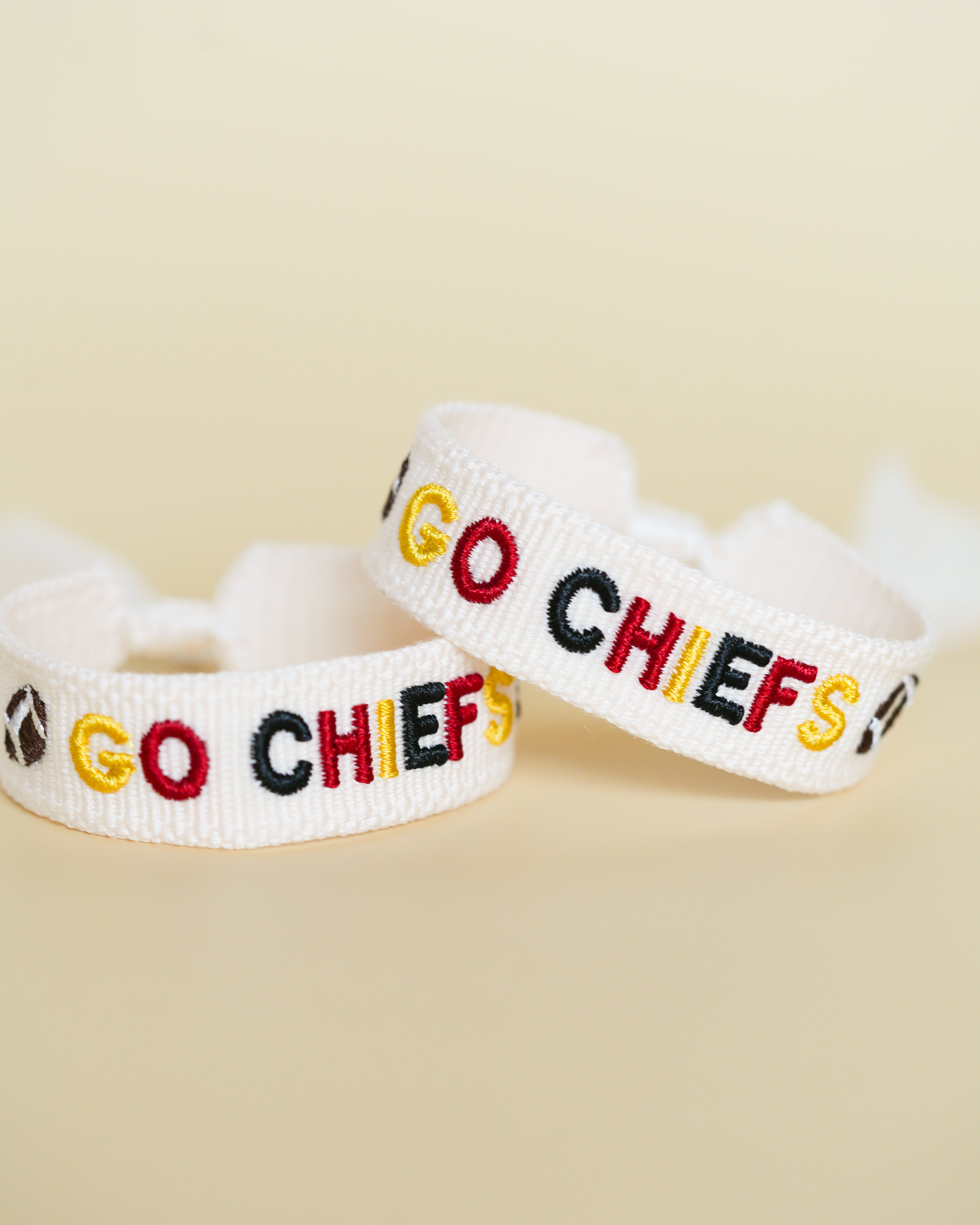 KIDS Go Chiefs Football Embroidered Bracelet