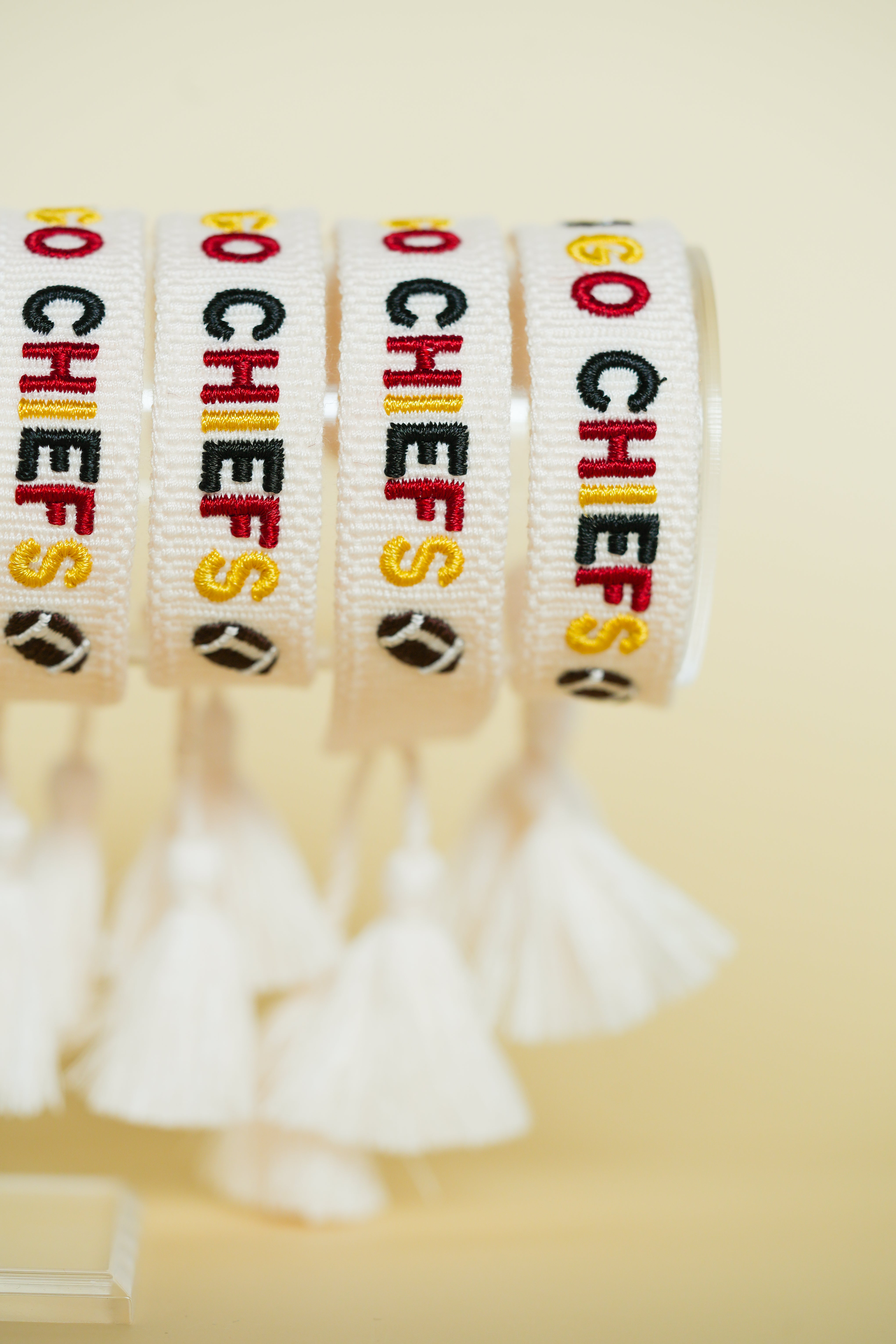 KIDS Go Chiefs Football Embroidered Bracelet