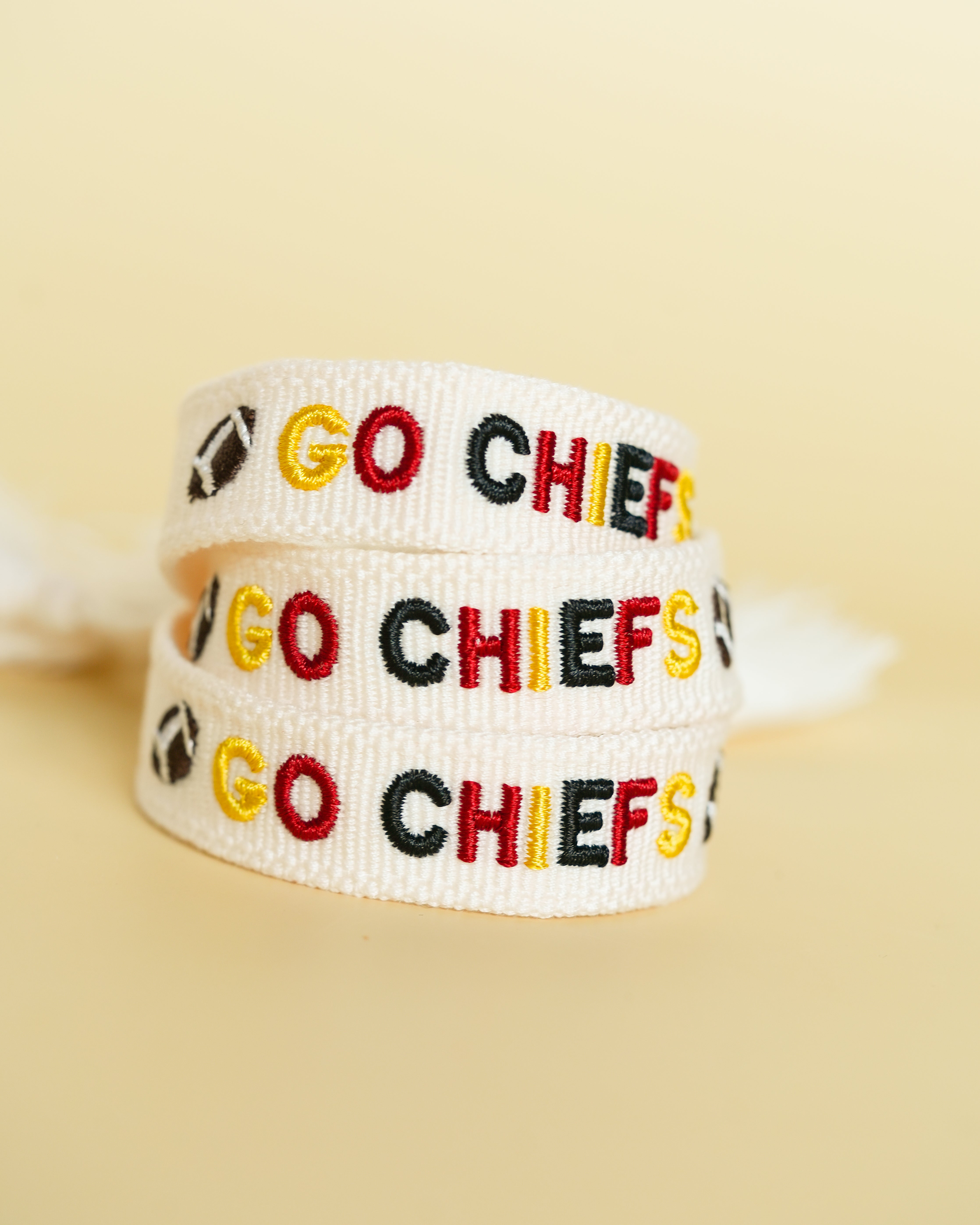 KIDS Go Chiefs Football Embroidered Bracelet