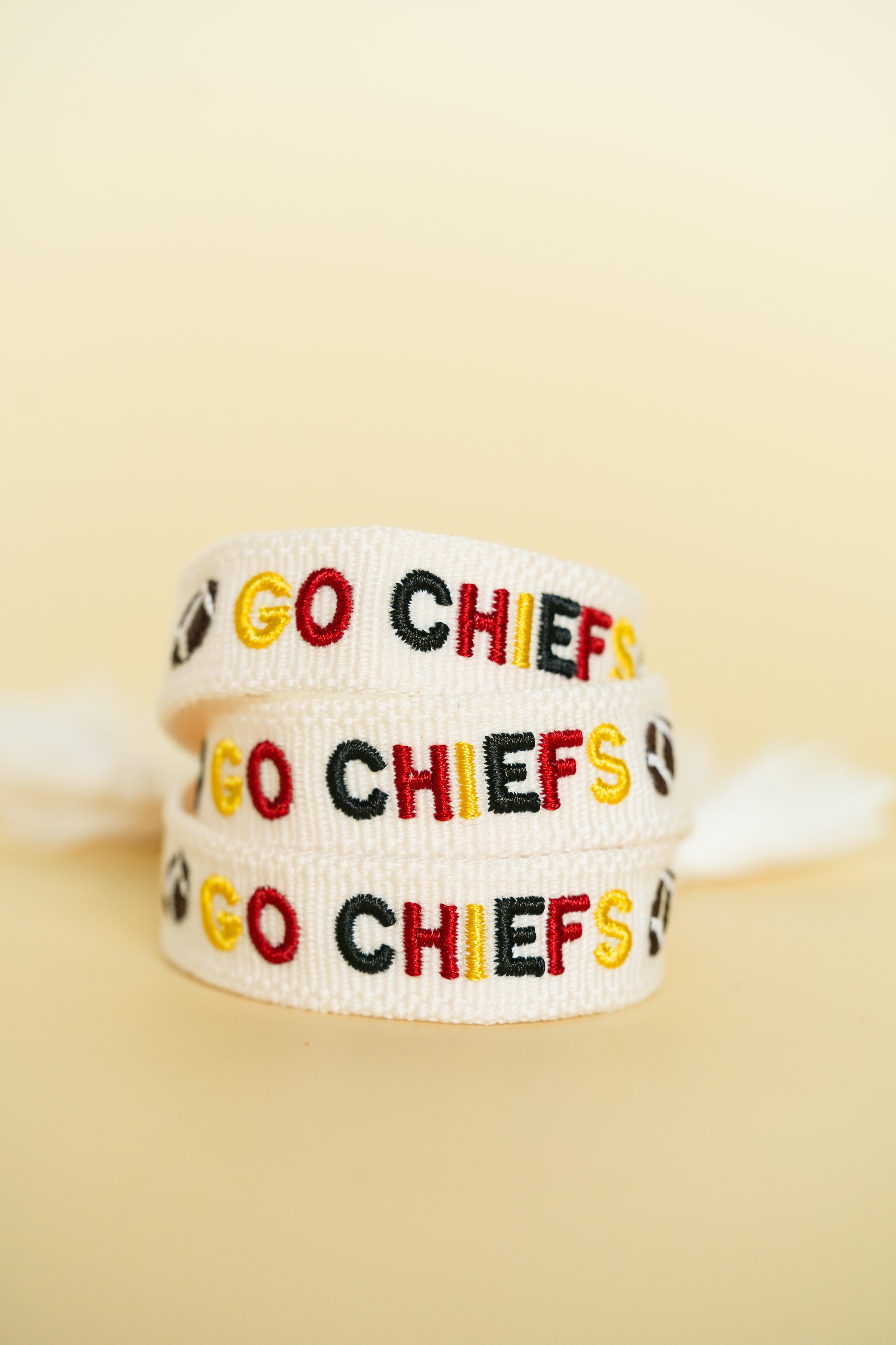 KIDS Go Chiefs Football Embroidered Bracelet