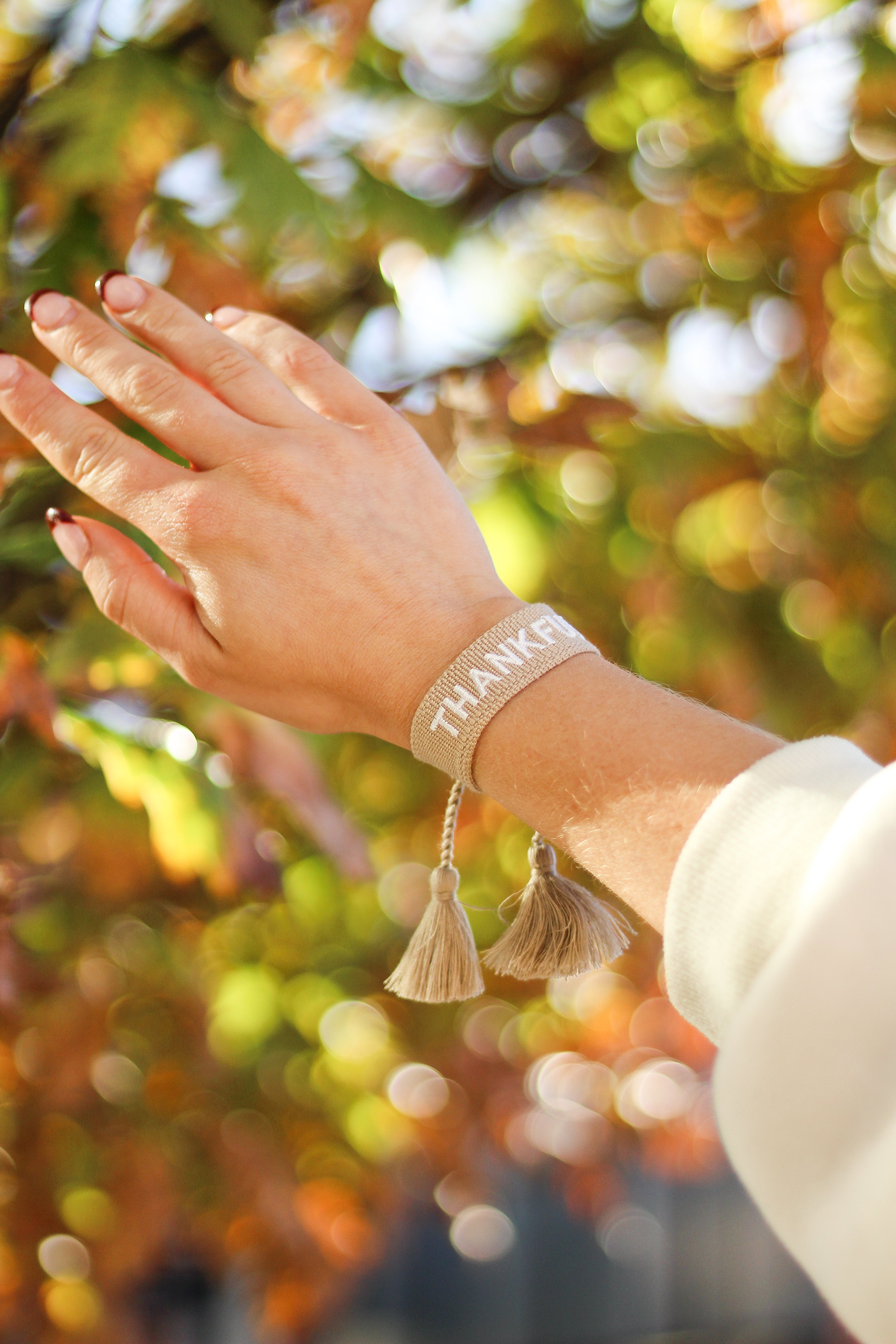 Thankful Embroidered Bracelet