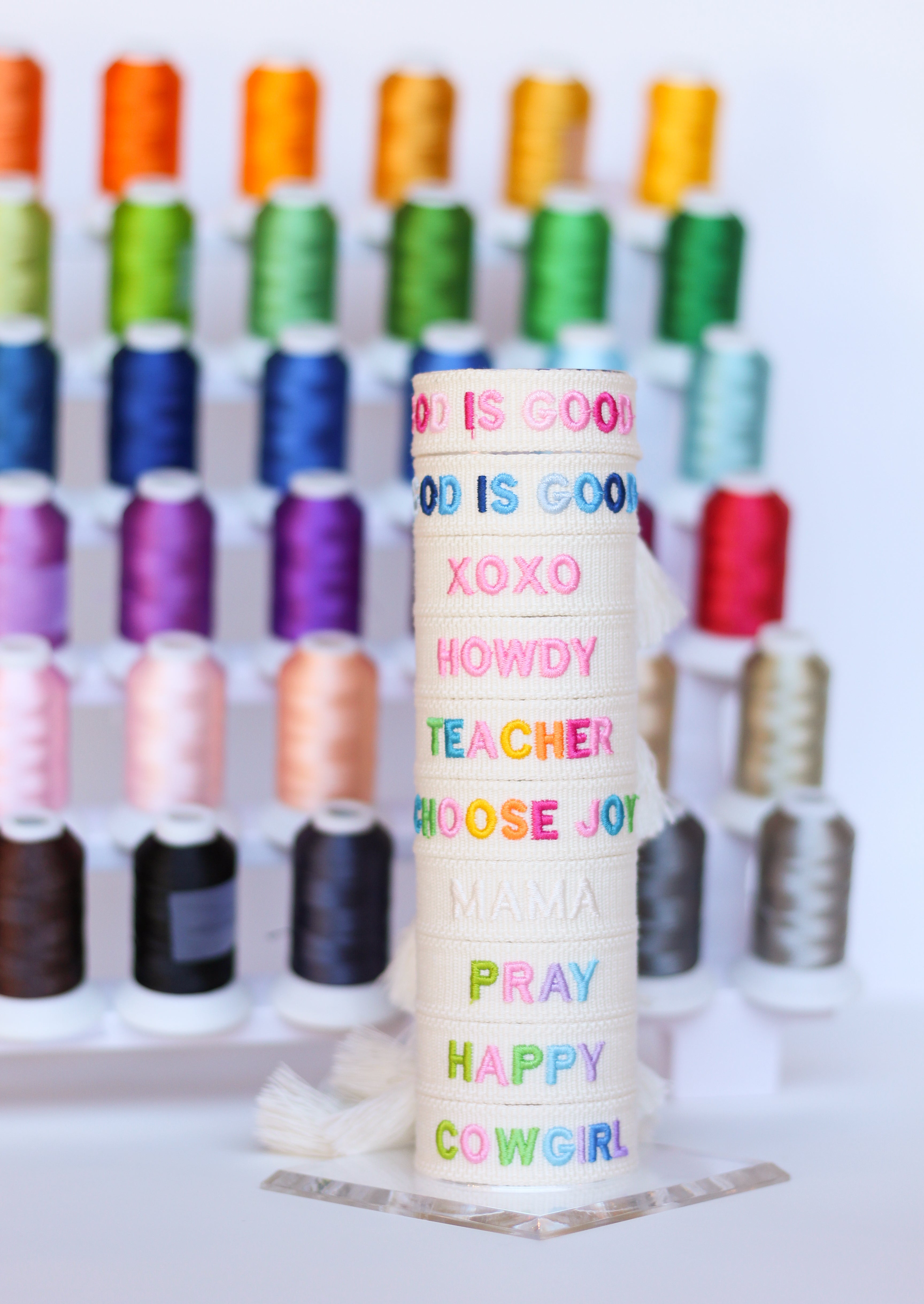 Solid Custom Embroidered Bracelet
