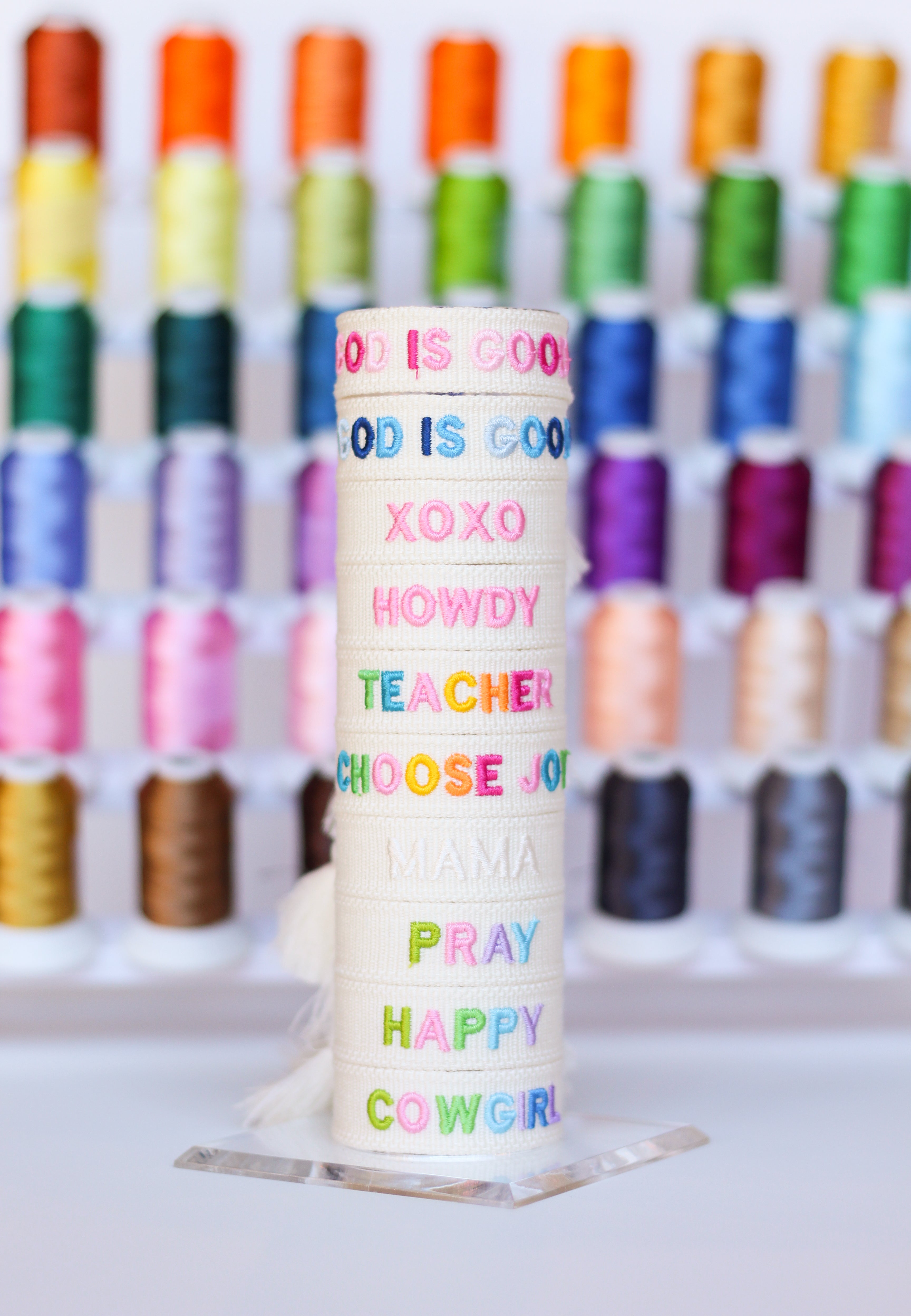 Solid Custom Embroidered Bracelet