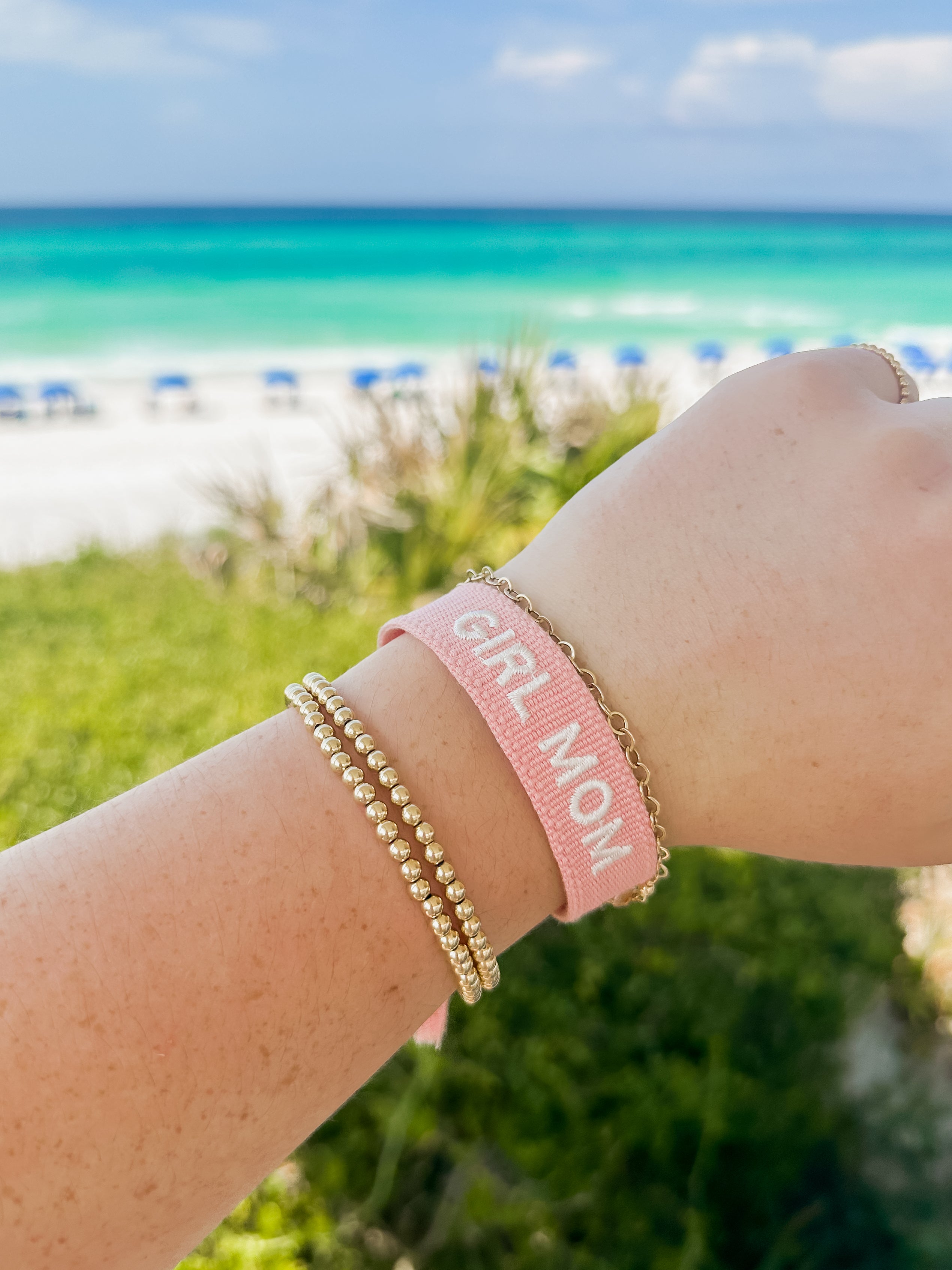 Girl Mom Embroidered Bracelet