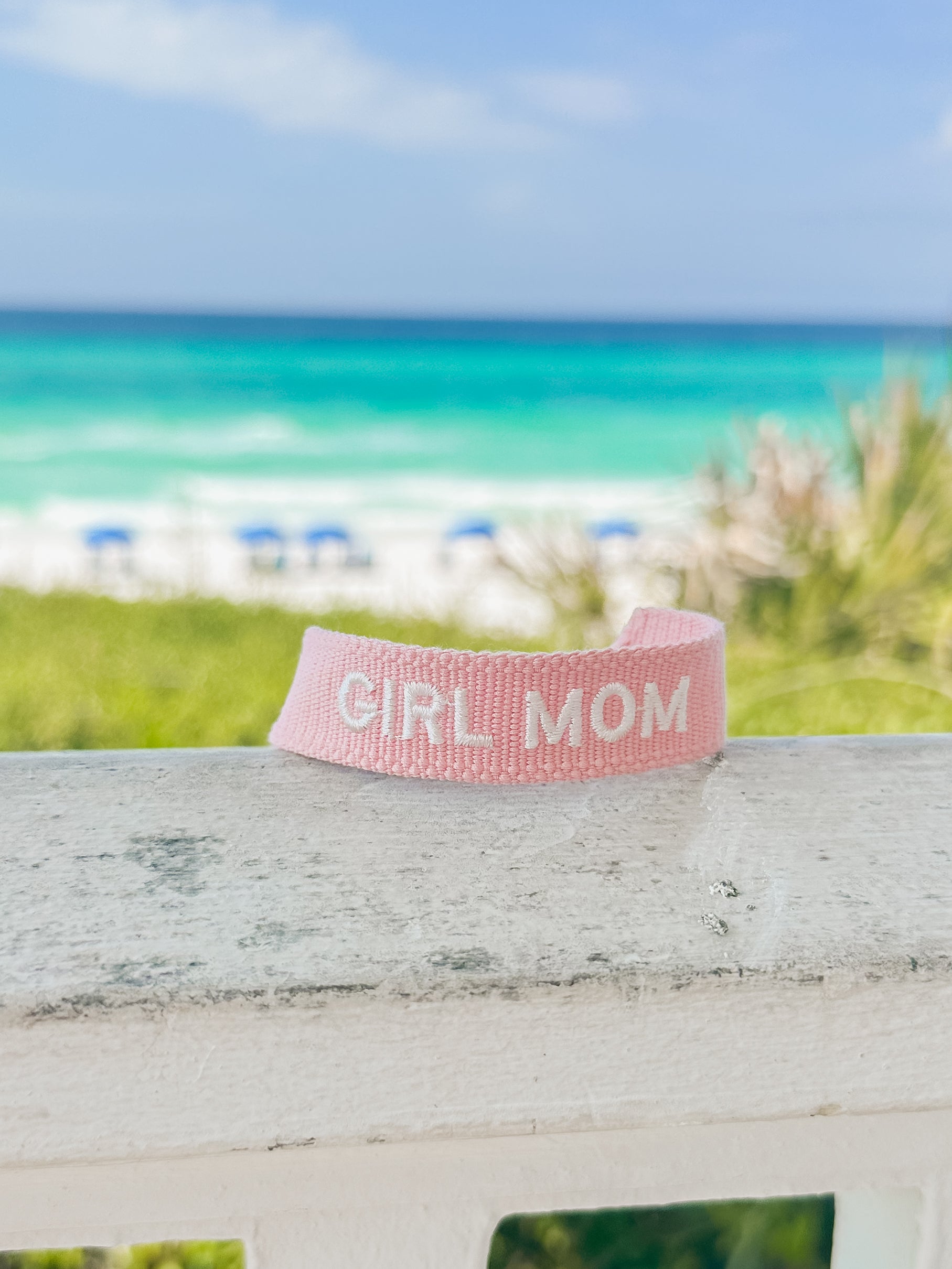 Girl Mom Embroidered Bracelet