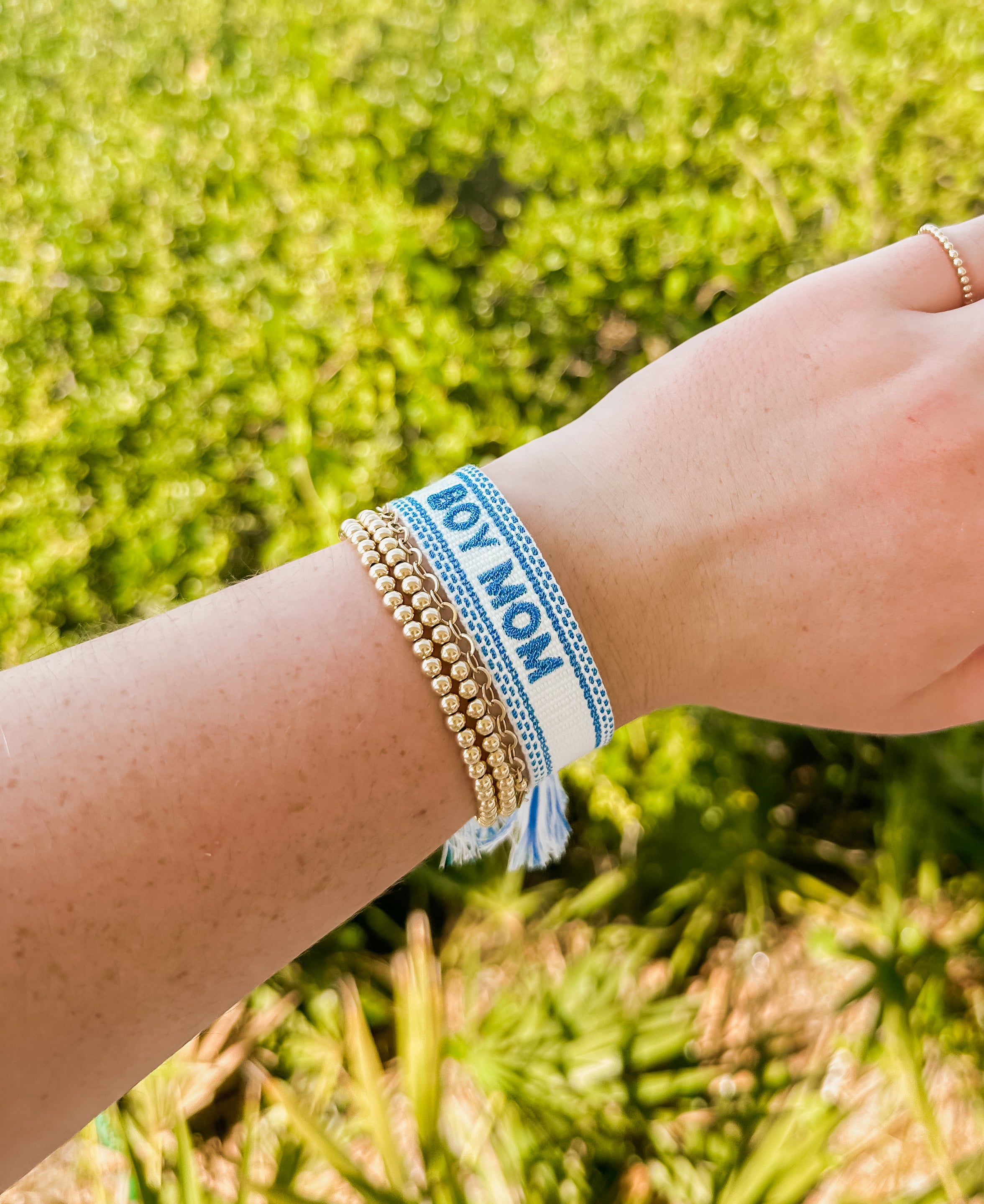 Boy Mom Embroidered Bracelet
