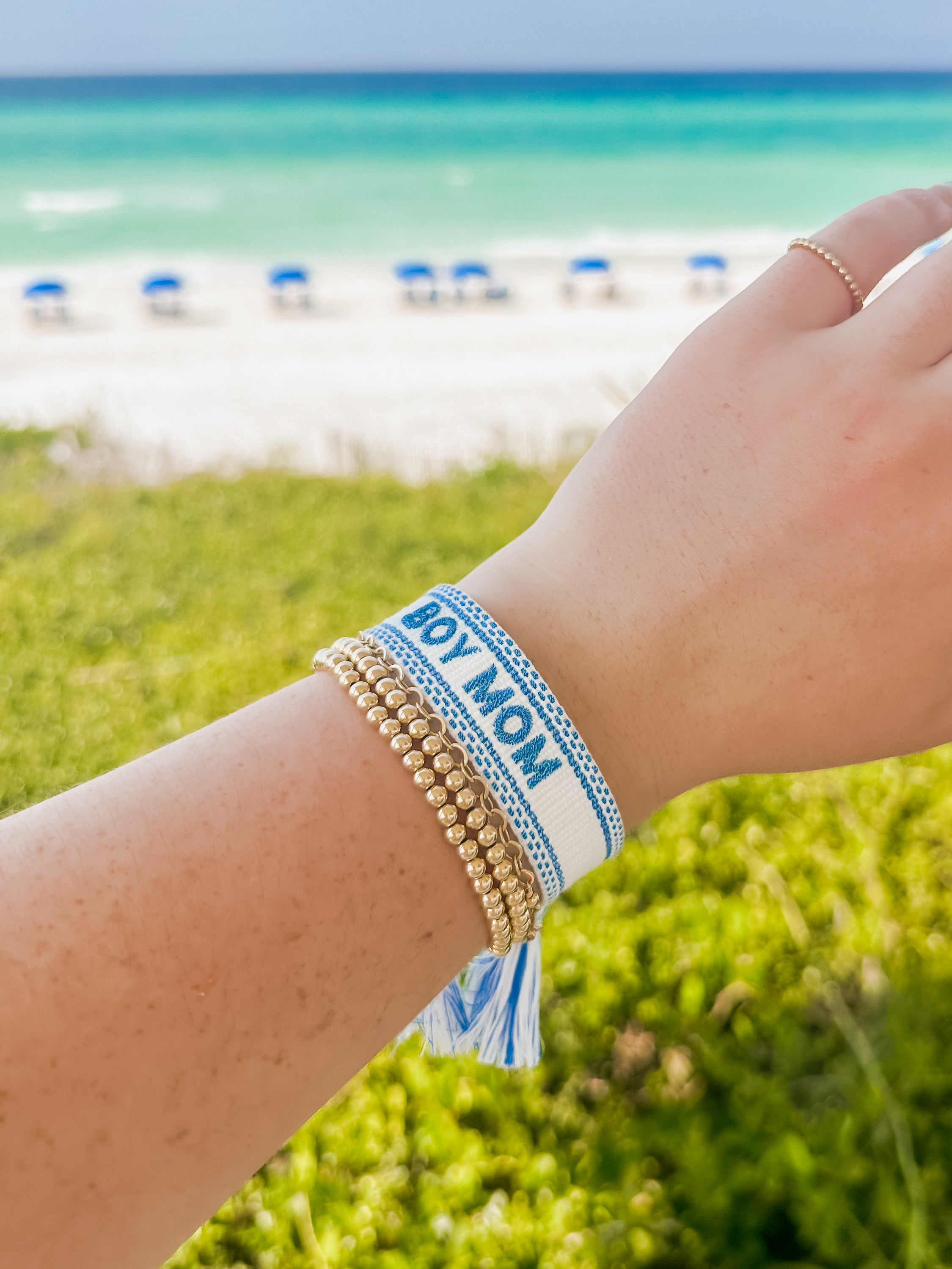 Boy Mom Embroidered Bracelet