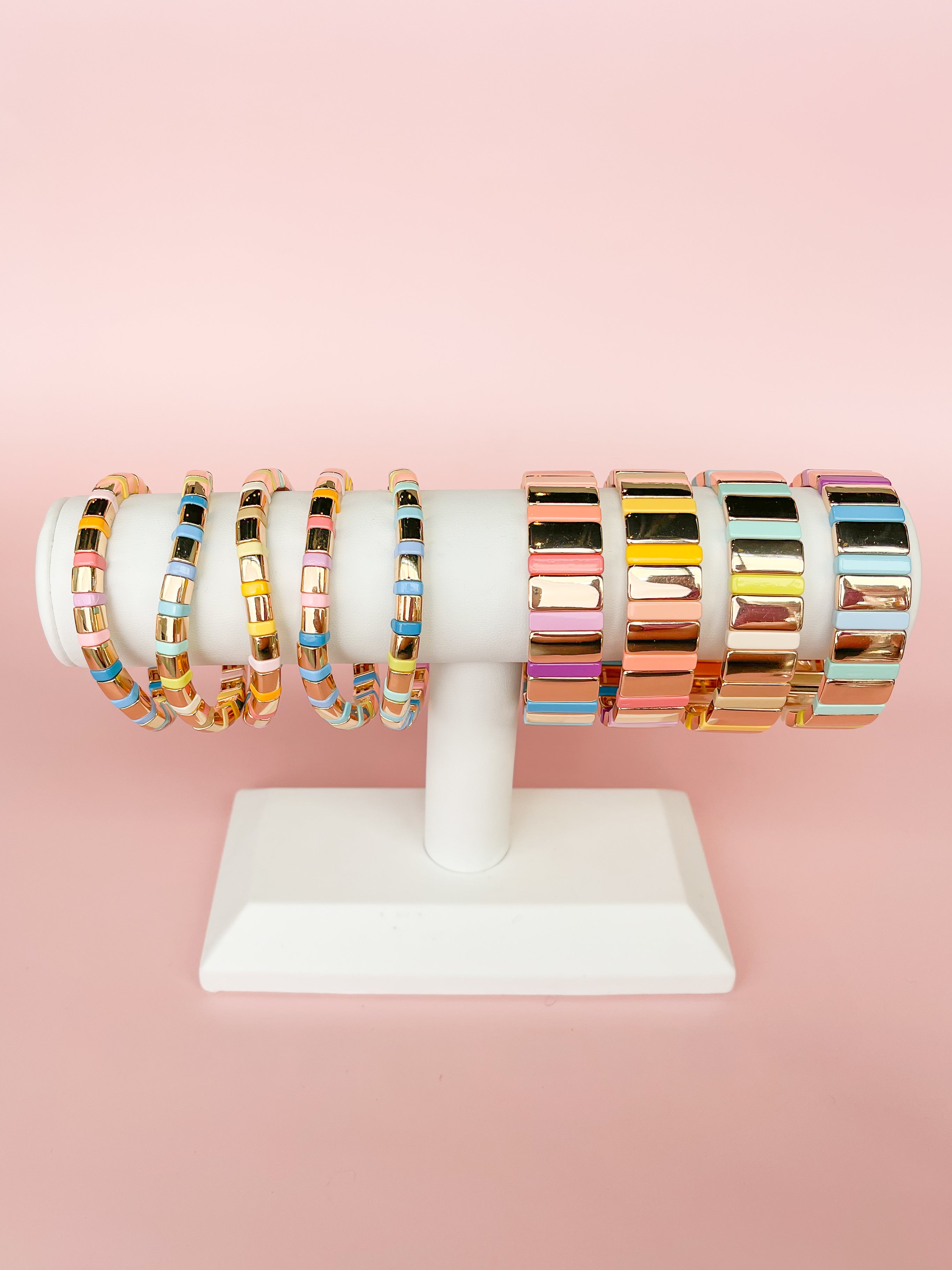 Gold Rainbow Tila Bracelet-Thin