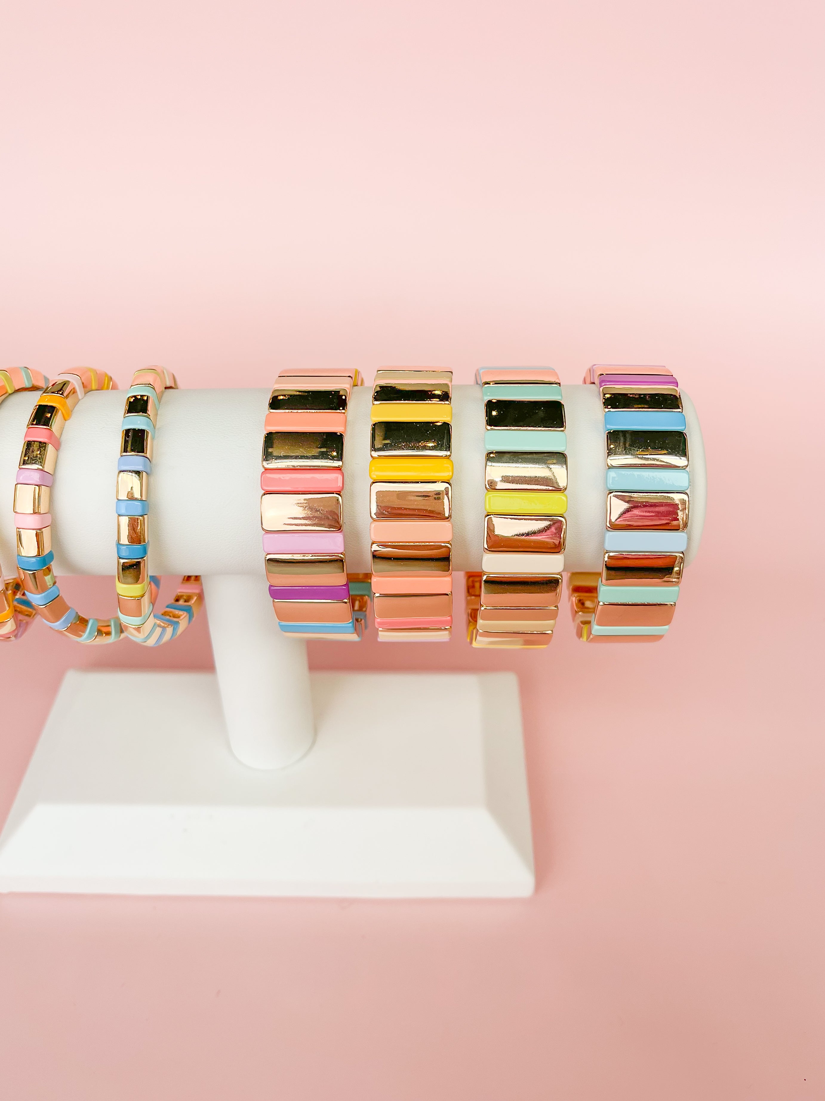 Gold Rainbow Tila Bracelet-Thick
