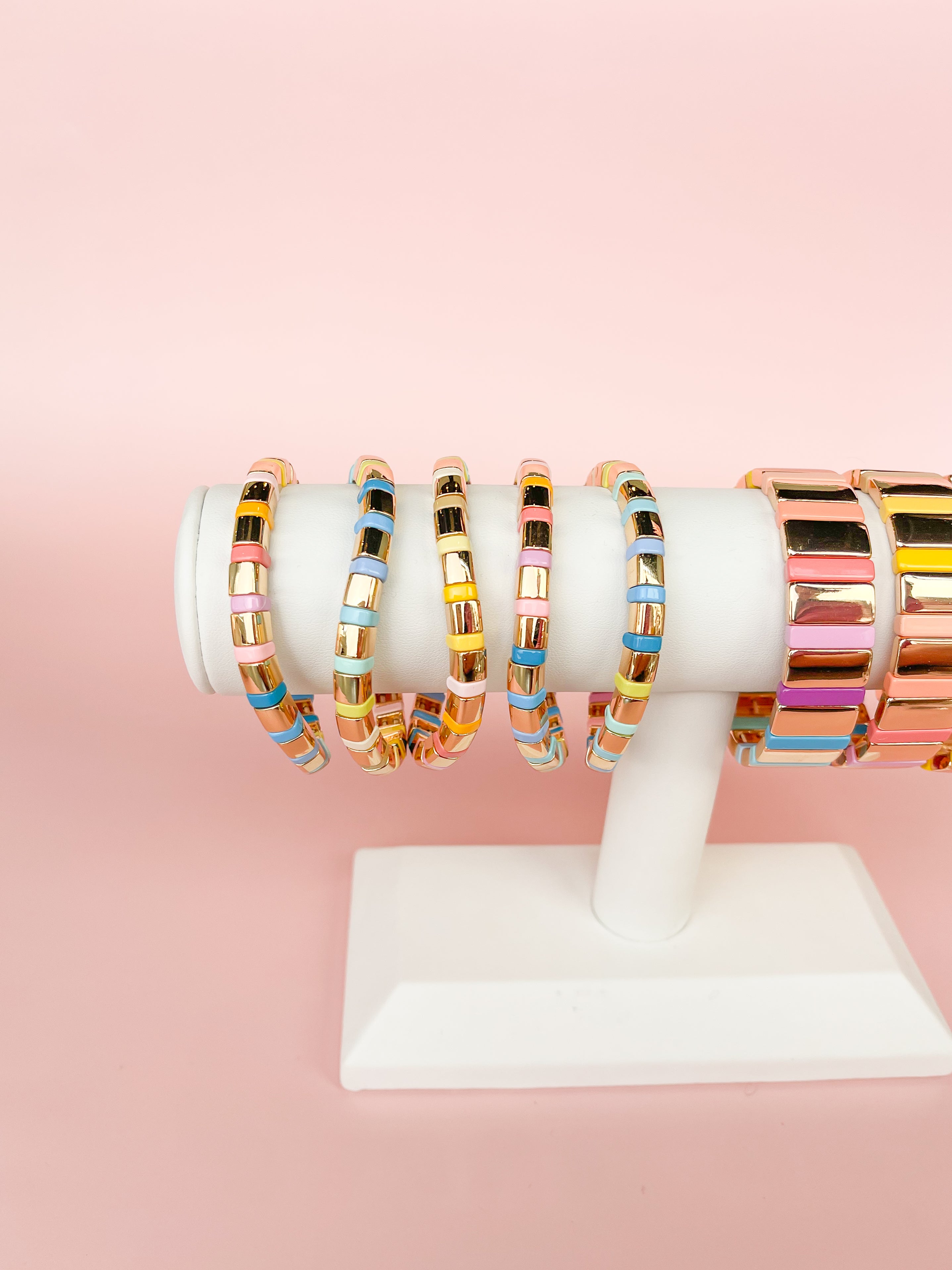 Gold Rainbow Tila Bracelet-Thin