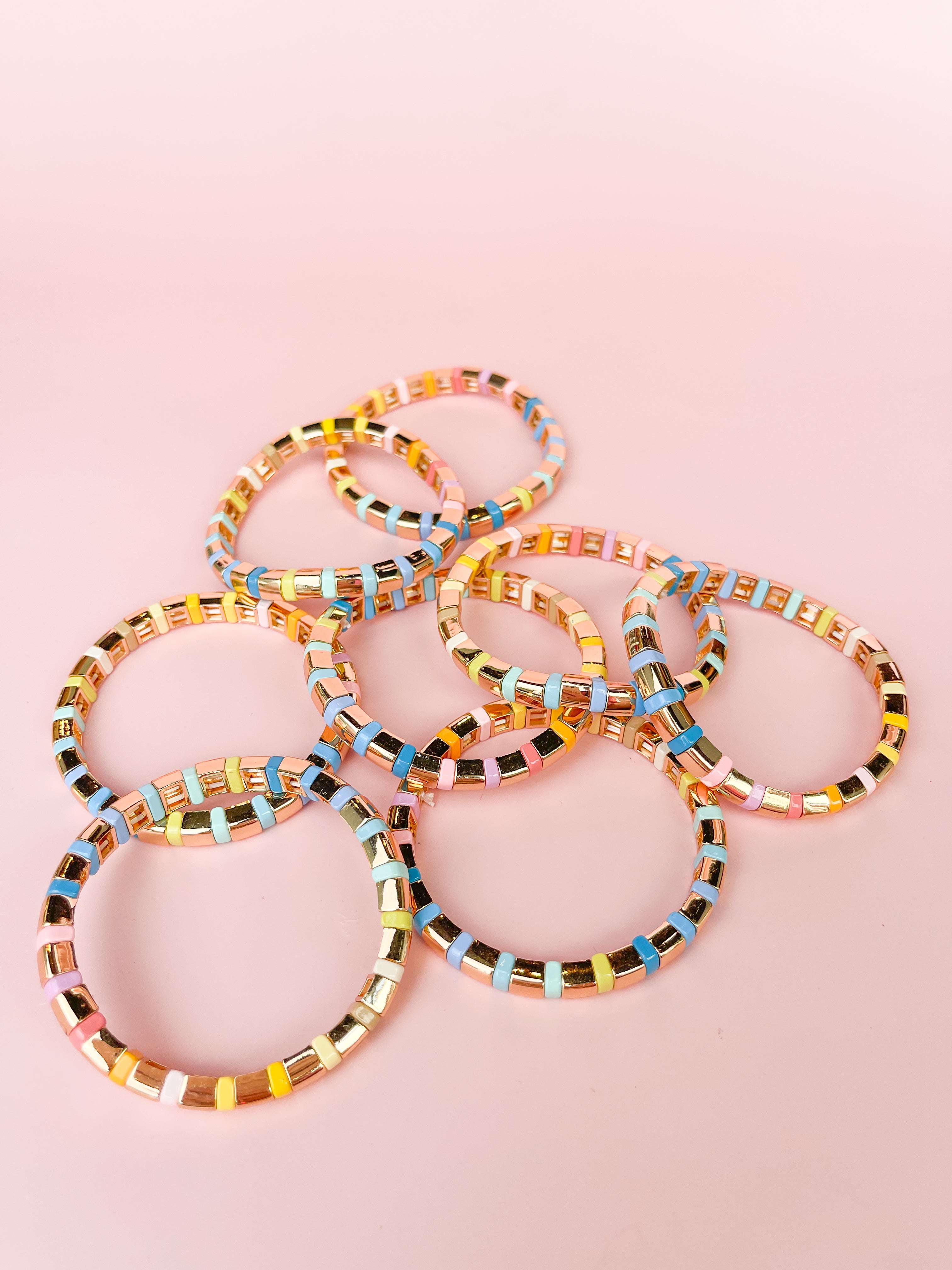 Gold Rainbow Tila Bracelet-Thin