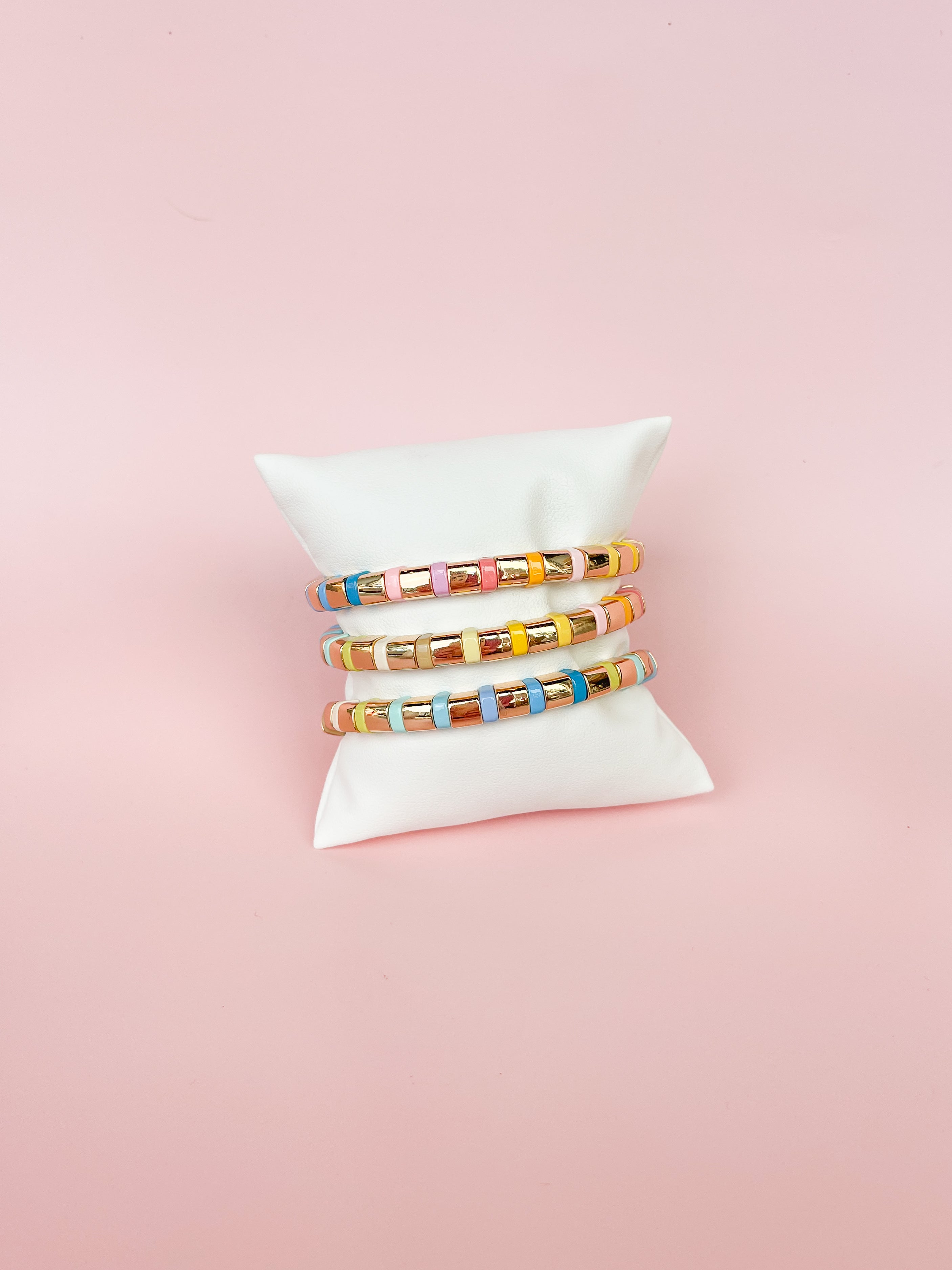 Gold Rainbow Tila Bracelet-Thin