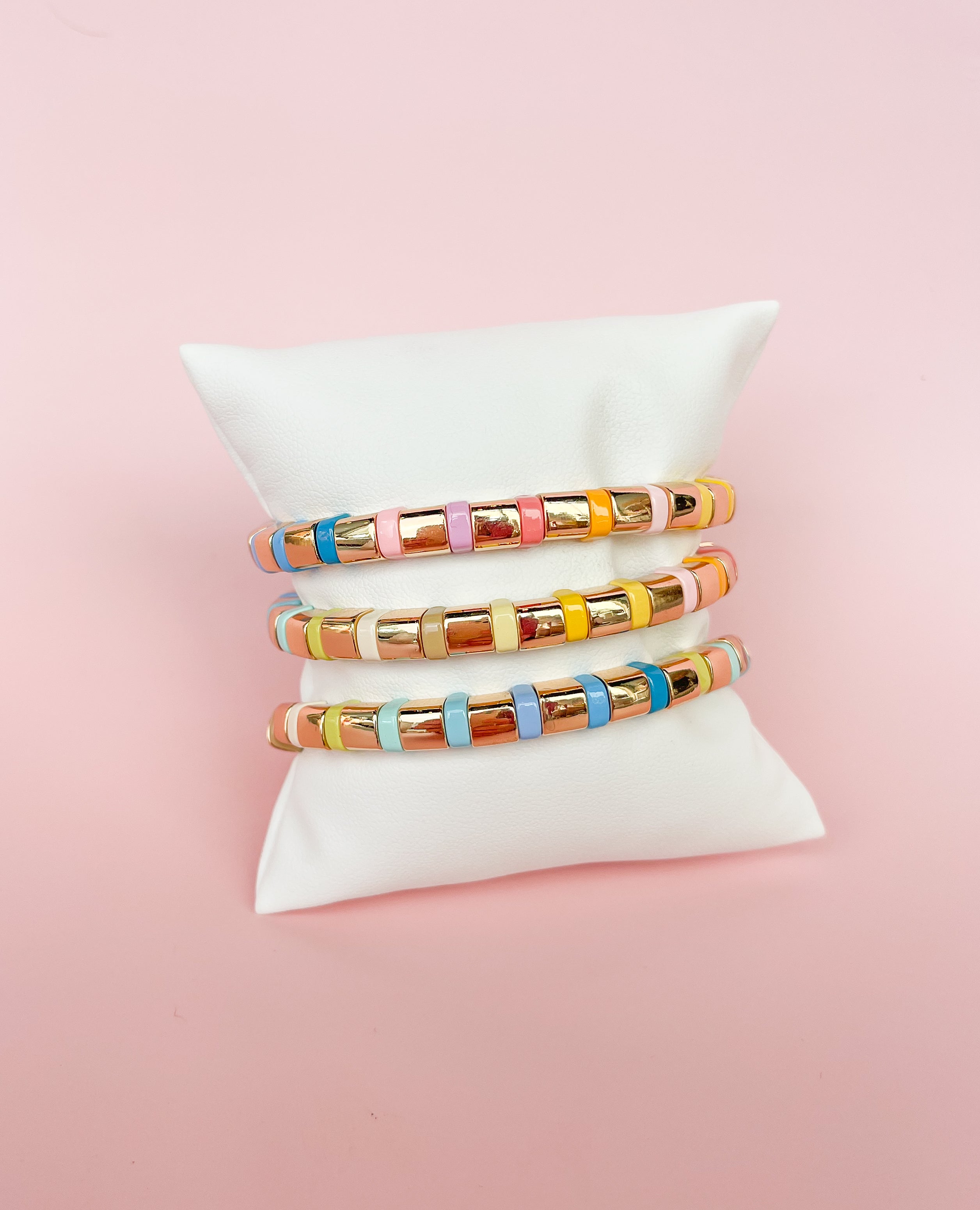 Gold Rainbow Tila Bracelet-Thin