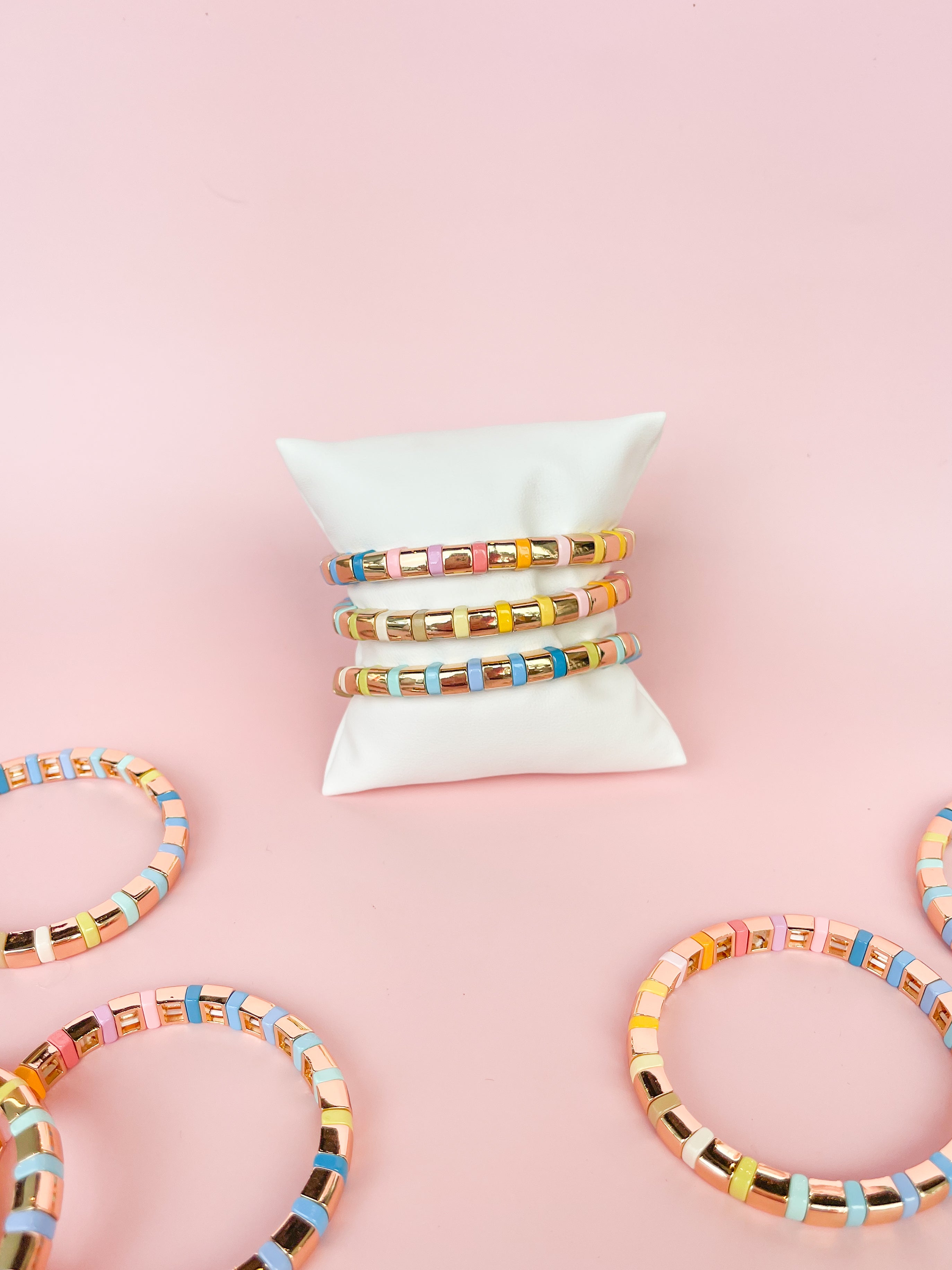 Gold Rainbow Tila Bracelet-Thin