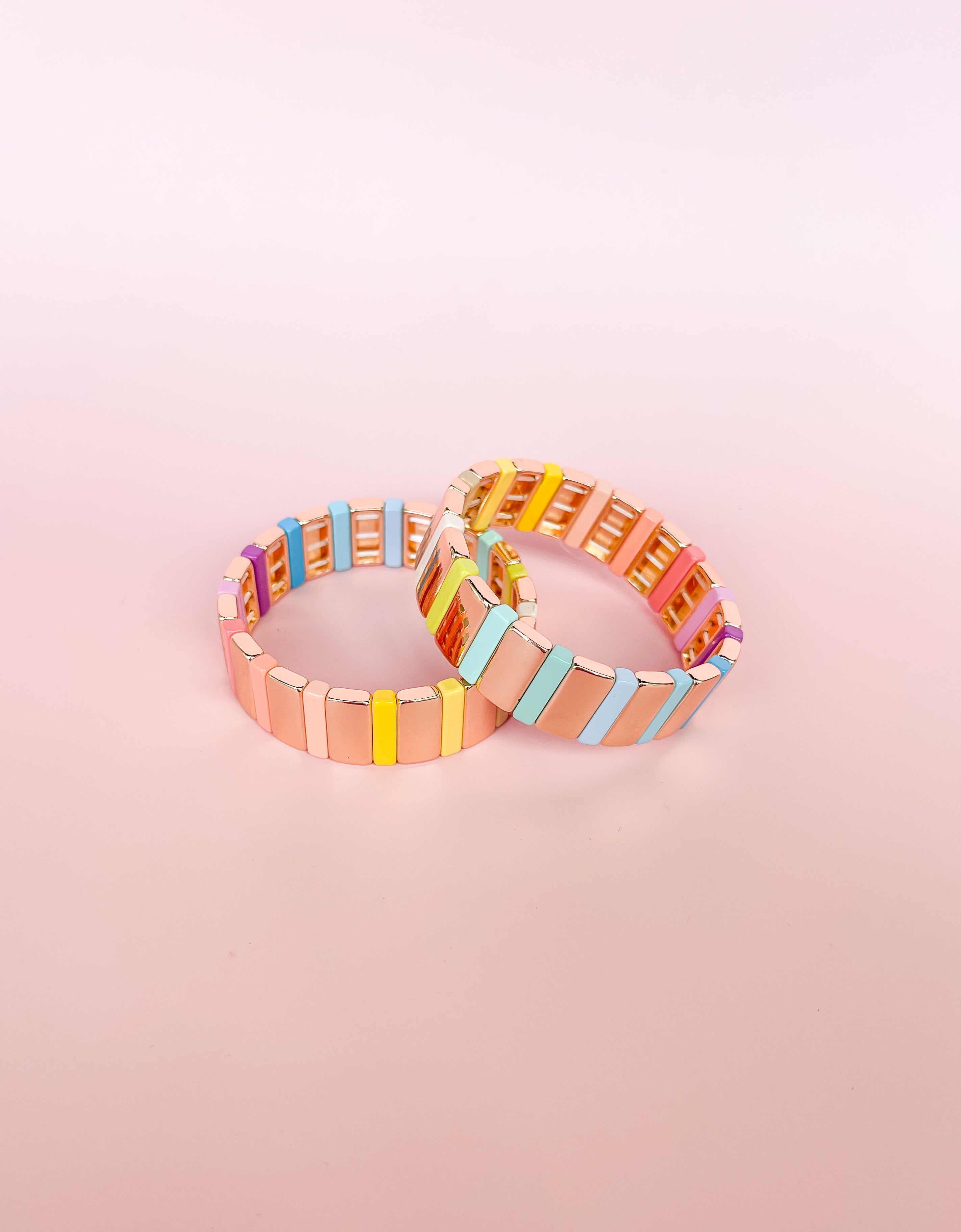 Gold Rainbow Tila Bracelet-Thick