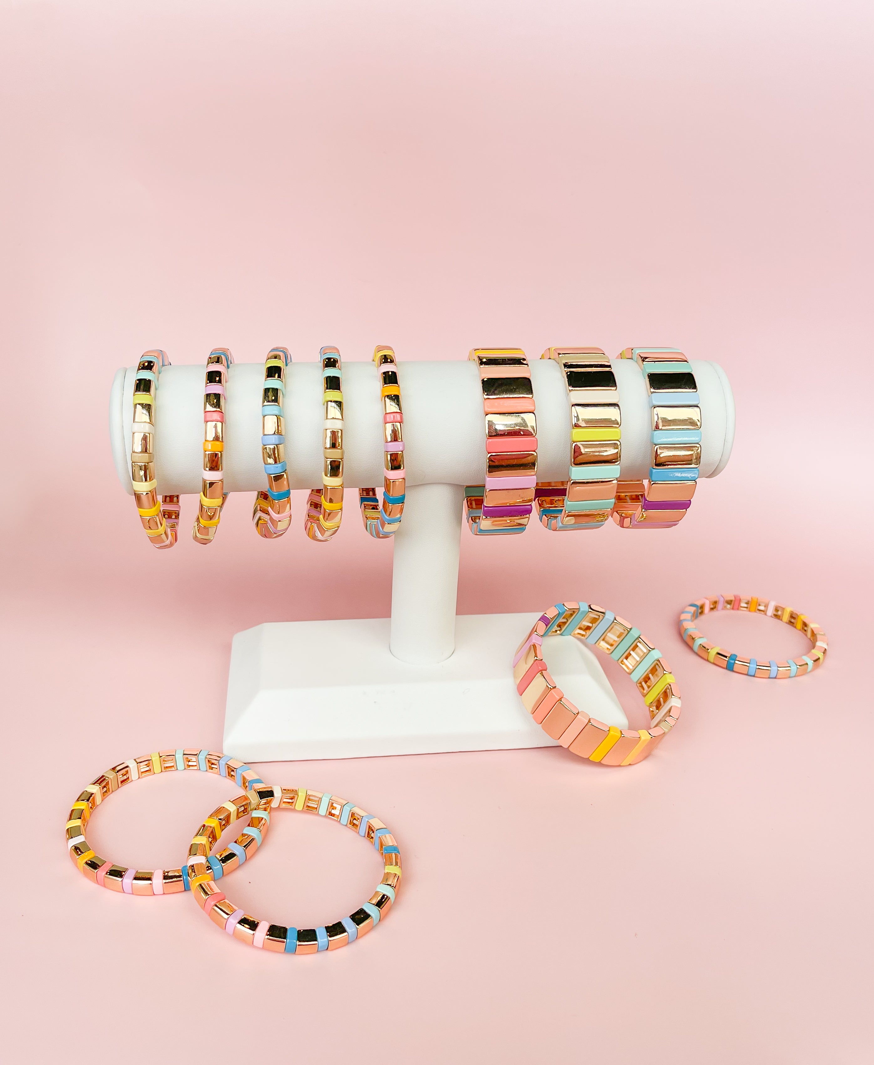 Gold Rainbow Tila Bracelet-Thin