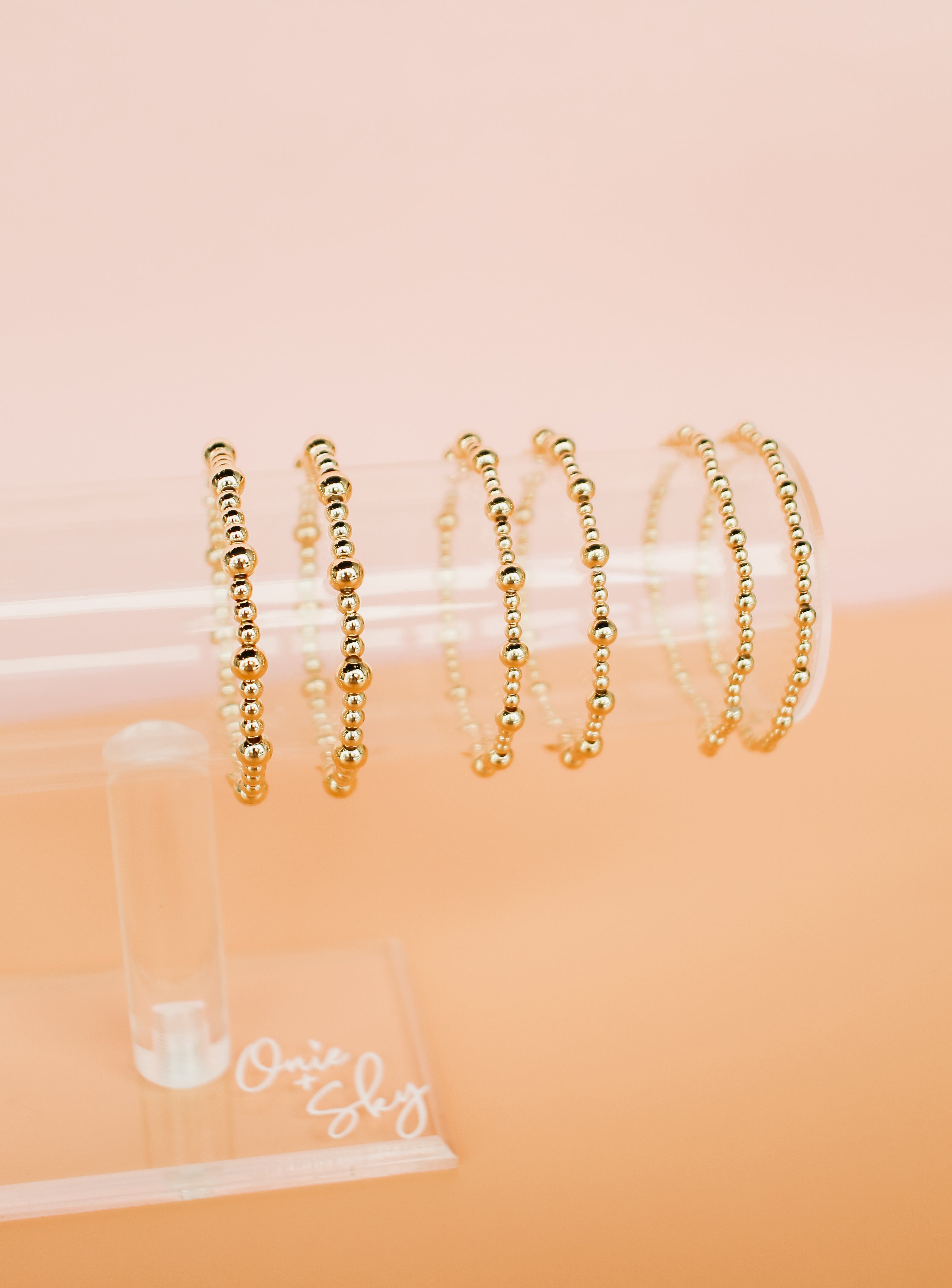 Gold Beaded Stretchy Bracelet