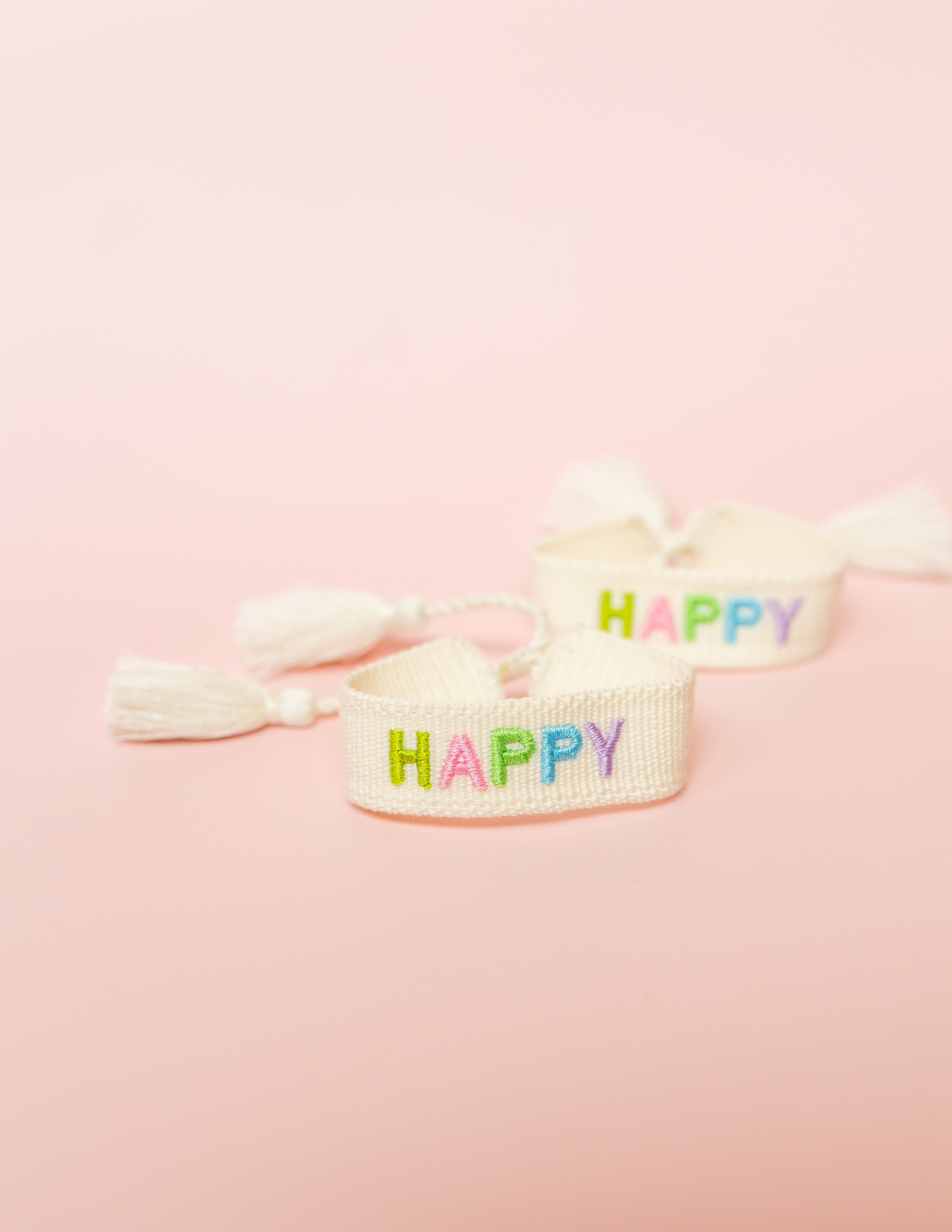 Happy Embroidered Bracelet