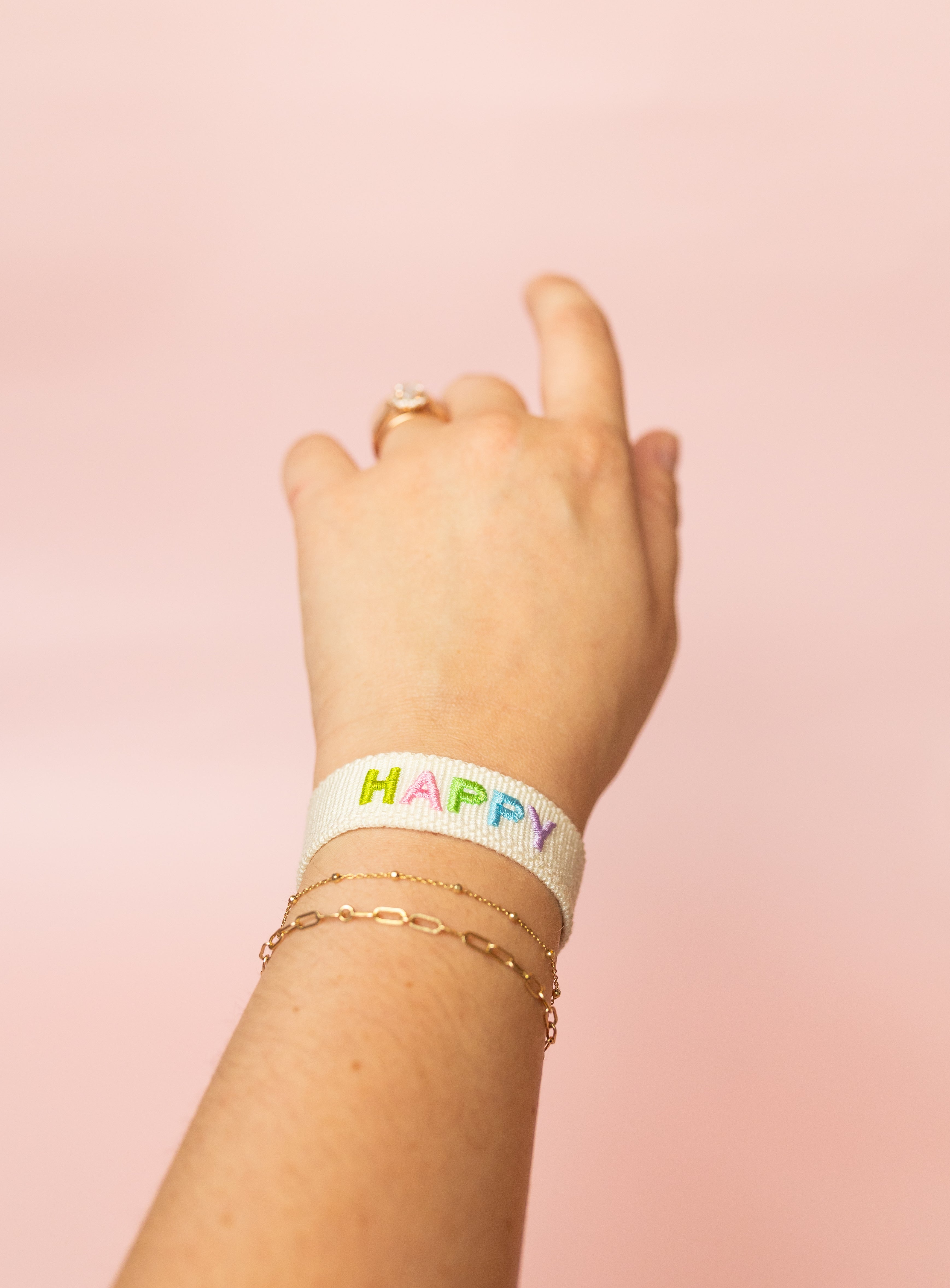Happy Embroidered Bracelet