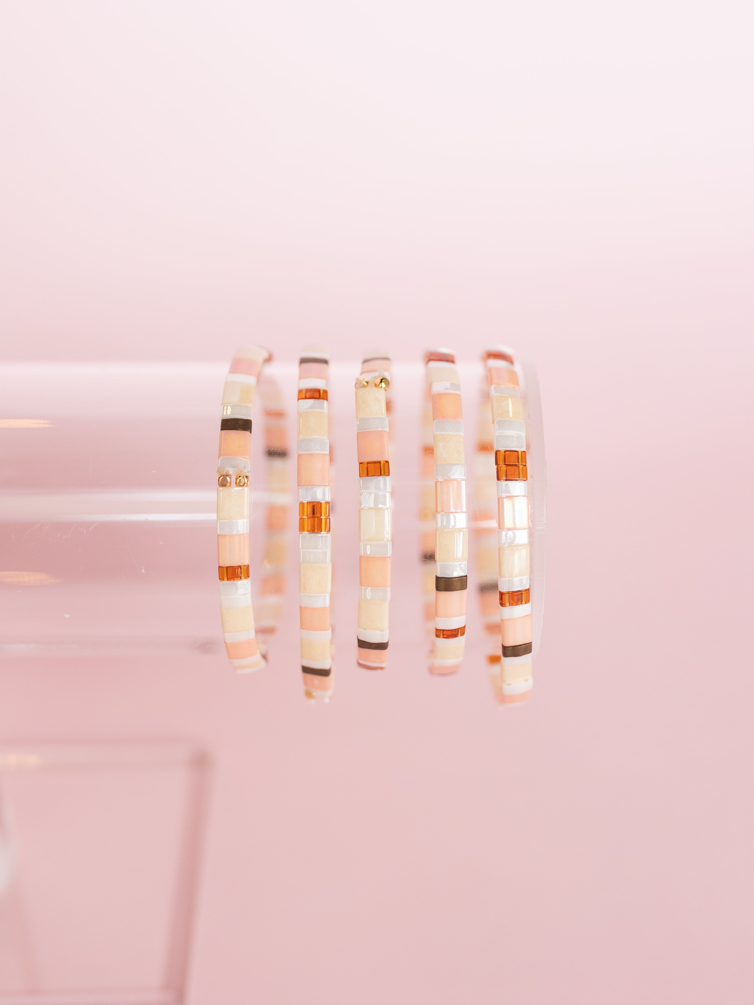 Peachy Glass Tile Bracelet