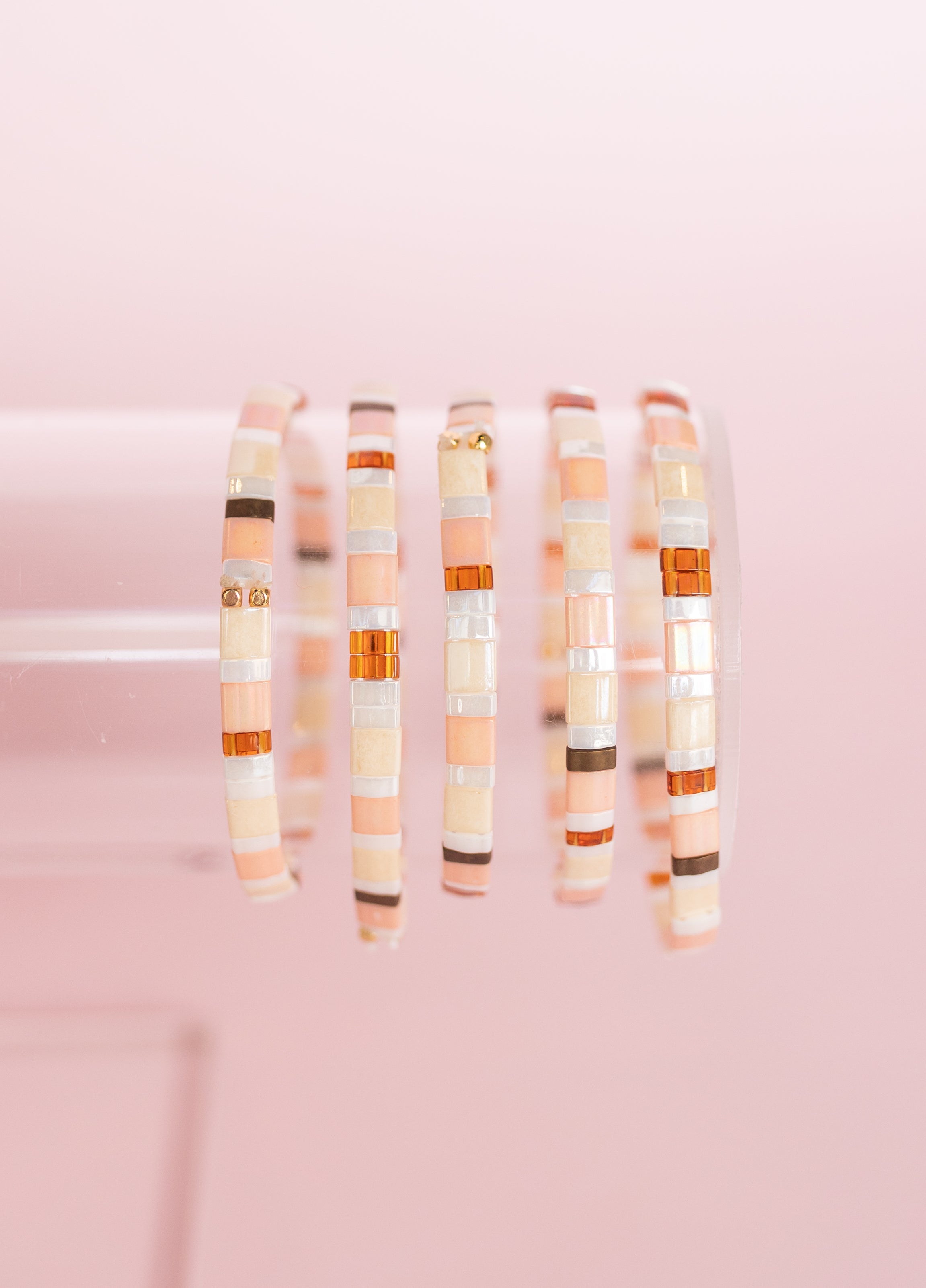 Peachy Glass Tile Bracelet