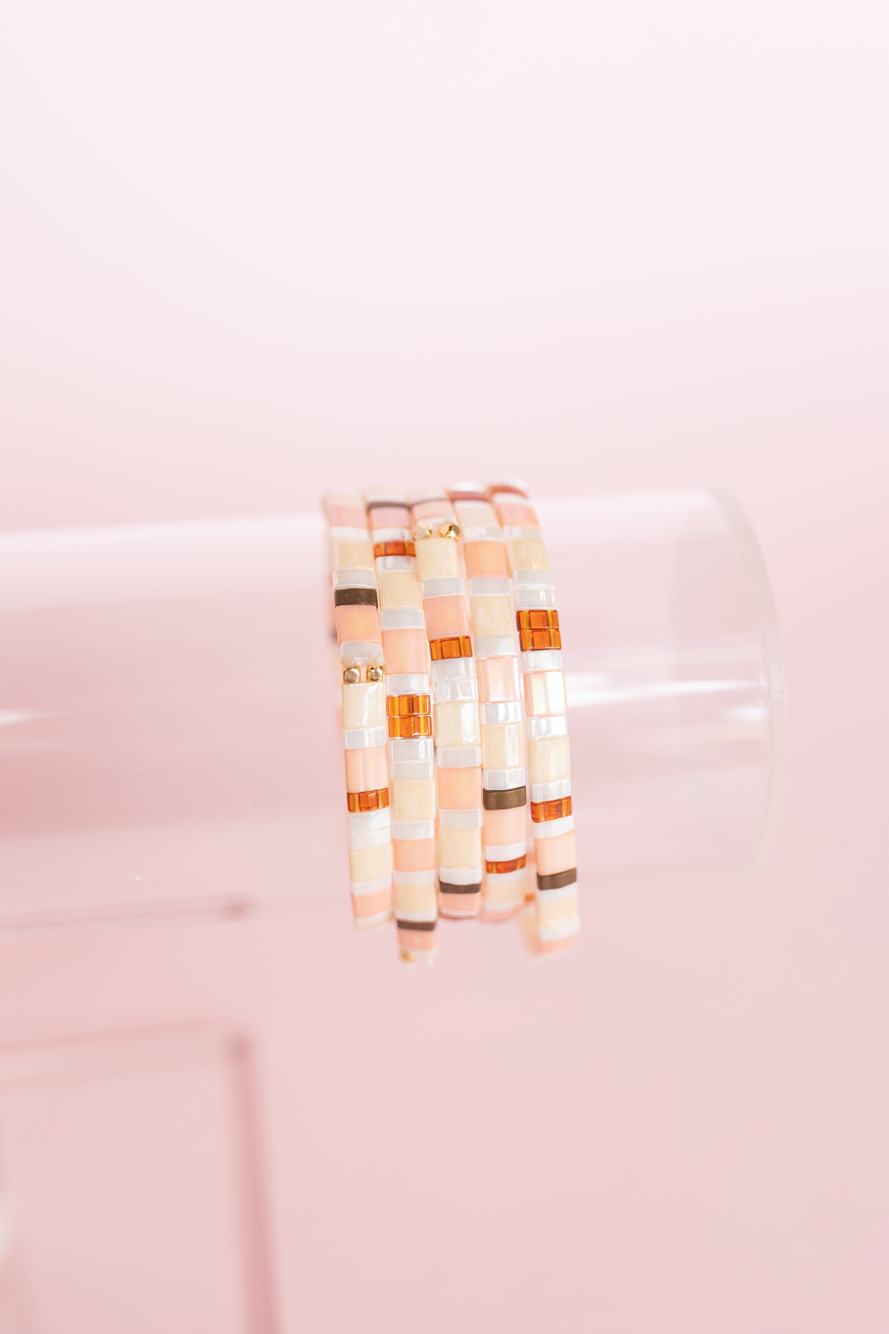 Peachy Glass Tile Bracelet