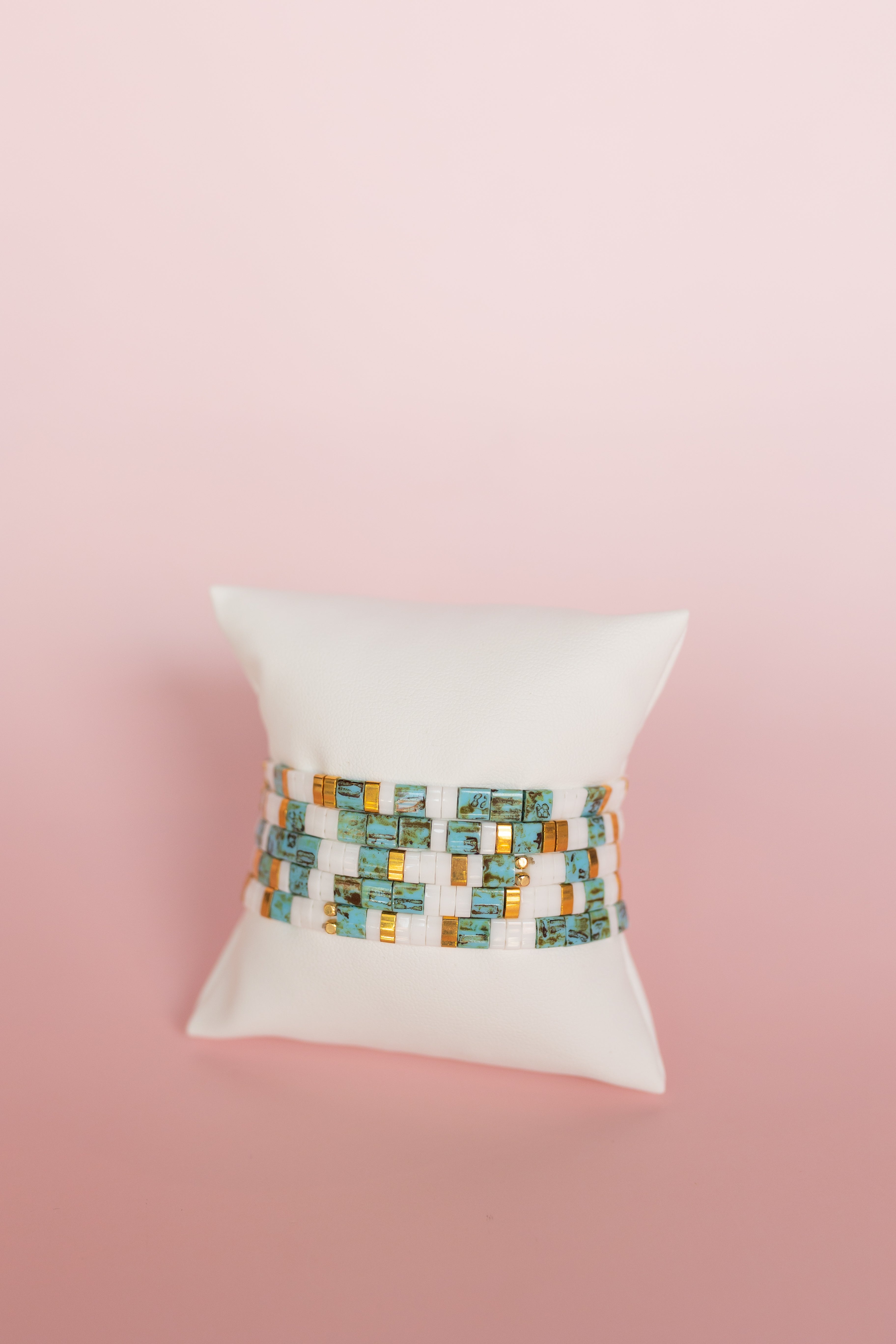 Gold + Turquoise Glass Tile Bracelet