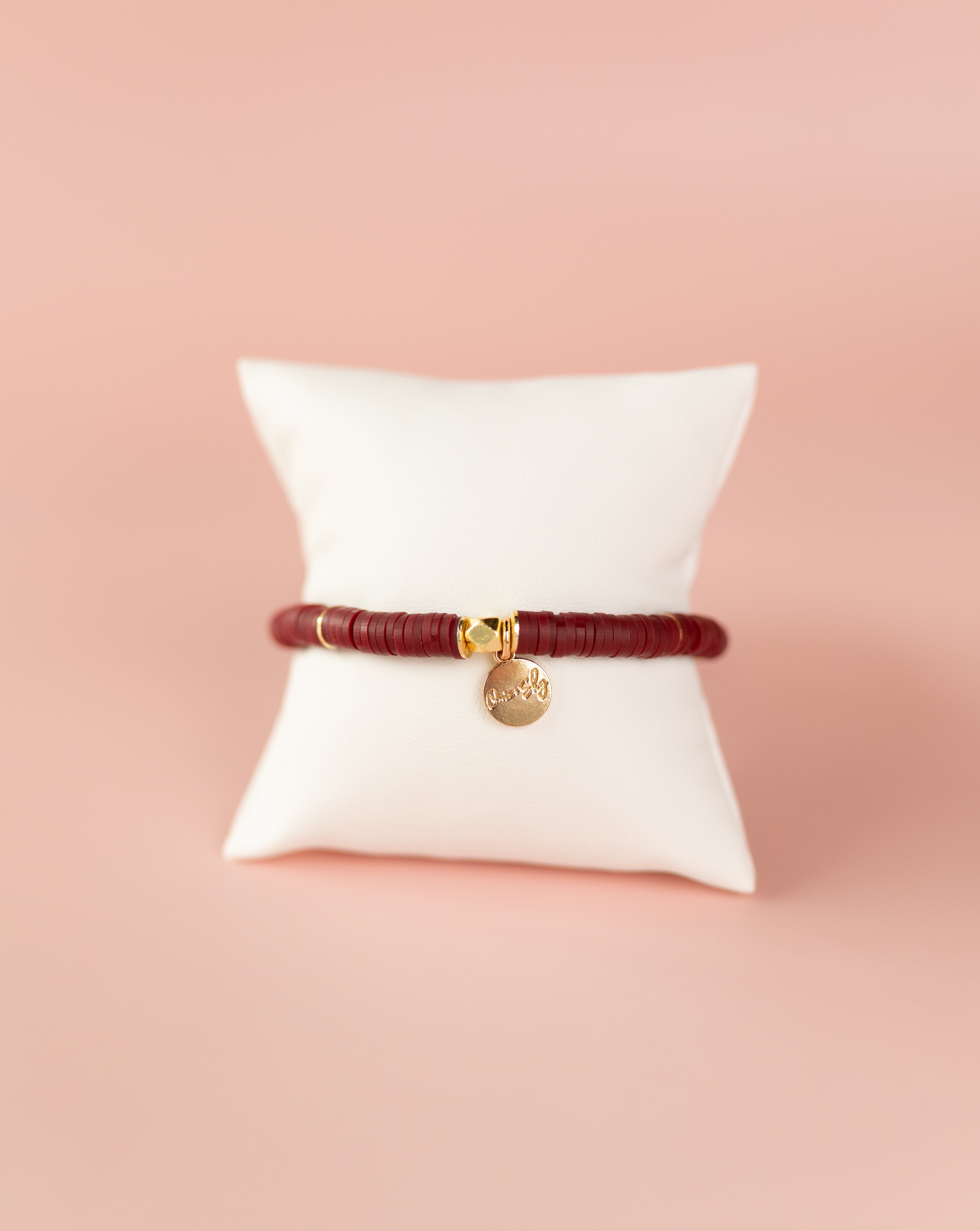 Maroon Heishi Bracelet (Customizable)
