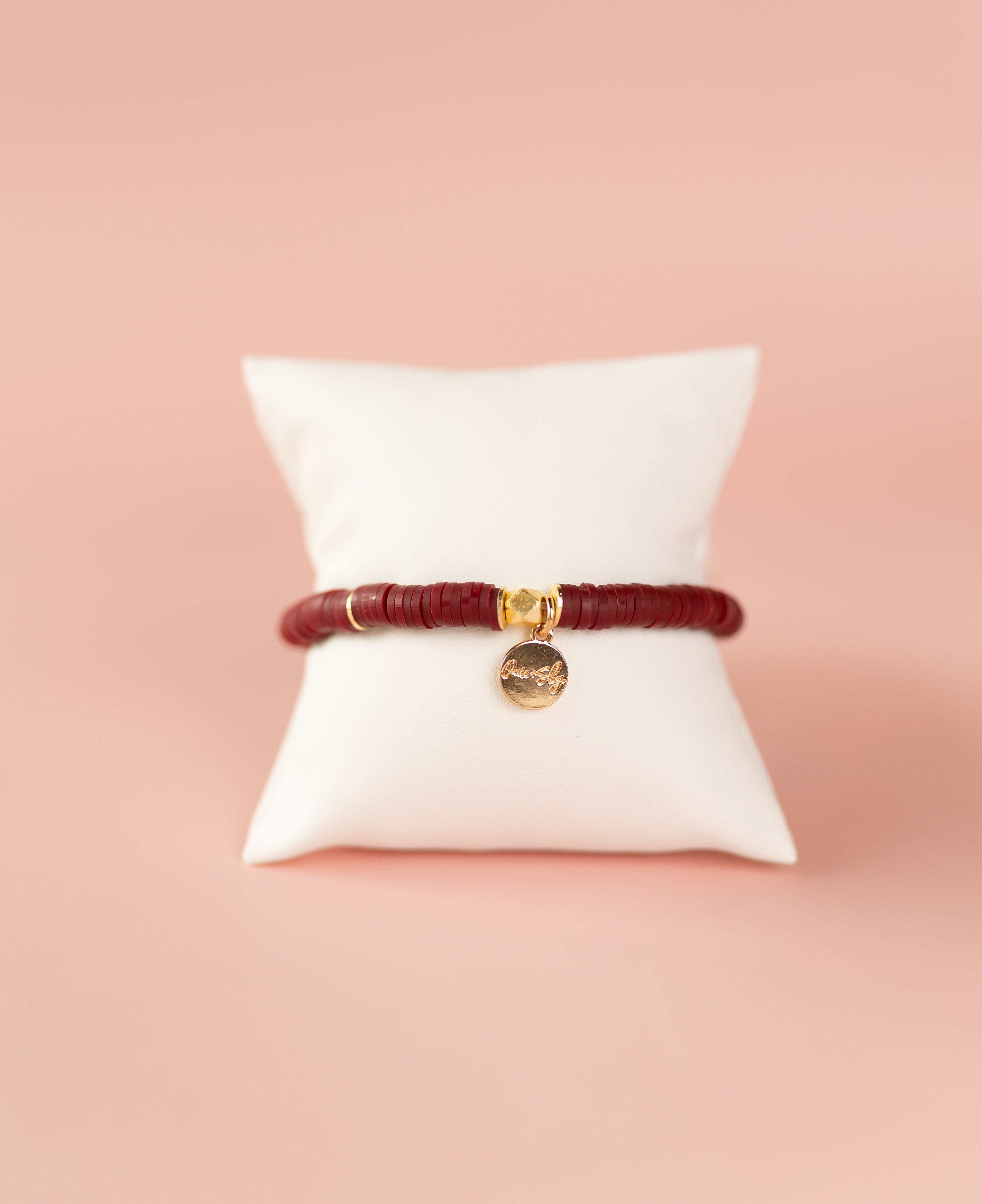 Maroon Heishi Bracelet (Customizable)
