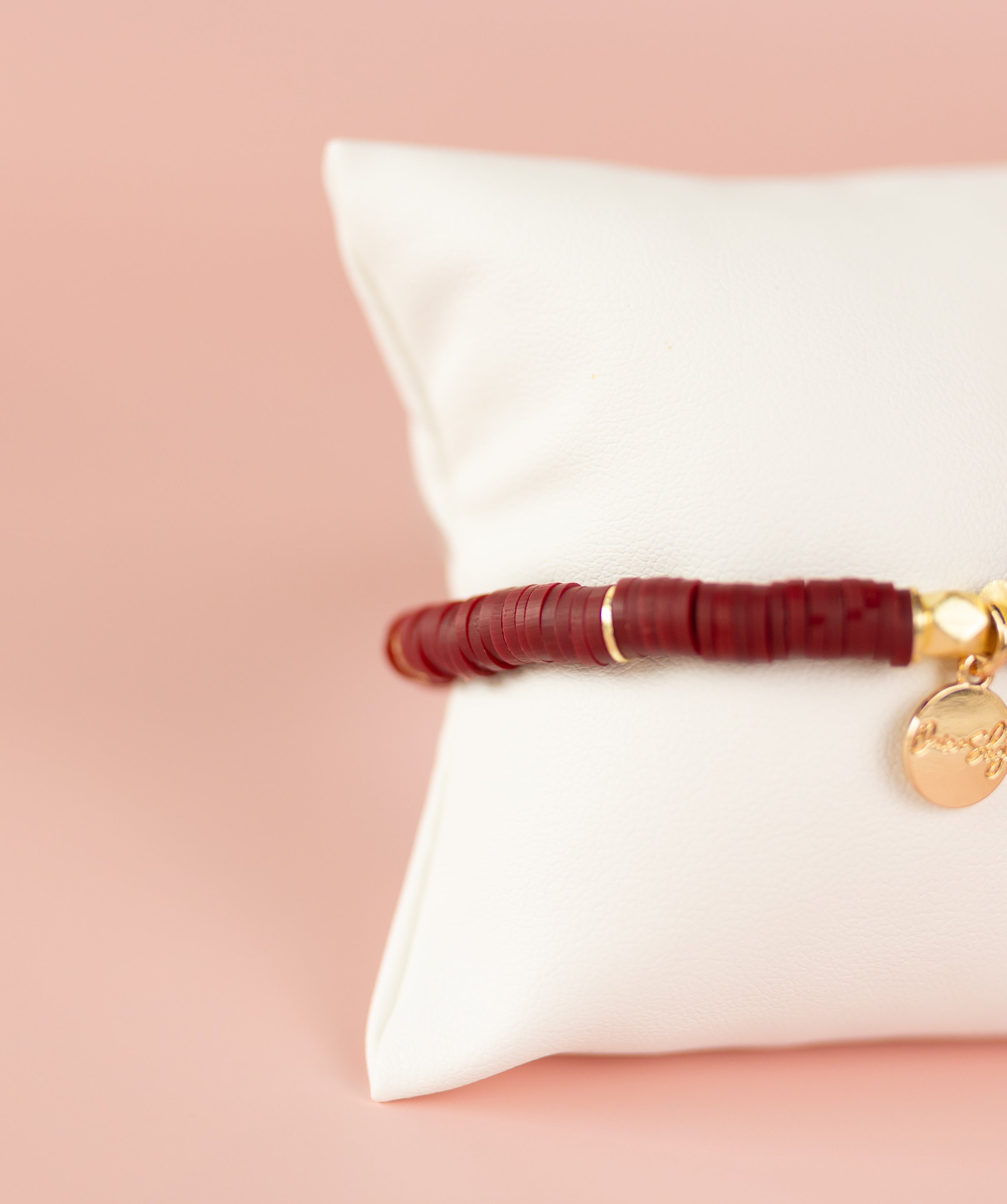 Maroon Heishi Bracelet (Customizable)