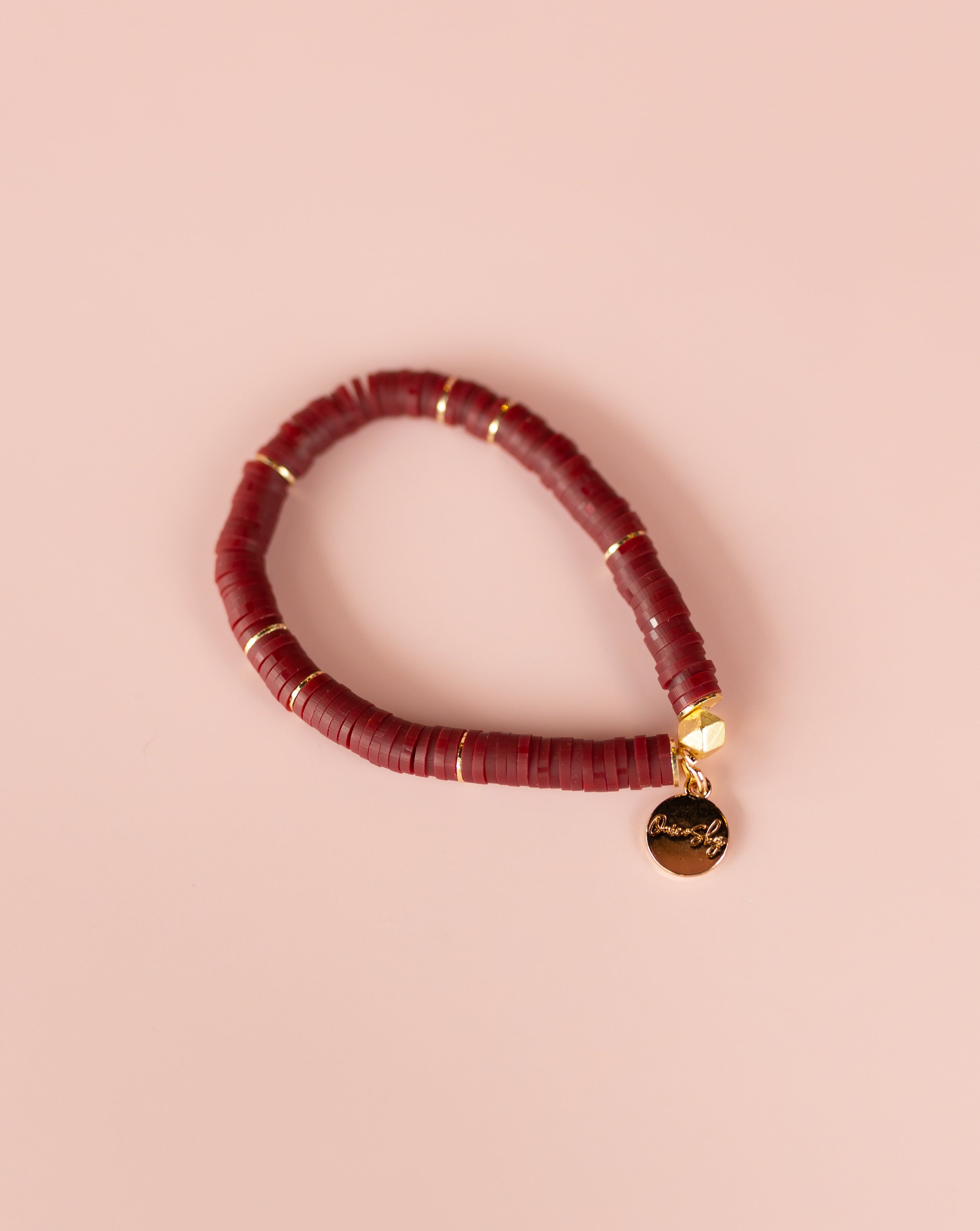 Maroon Heishi Bracelet (Customizable)
