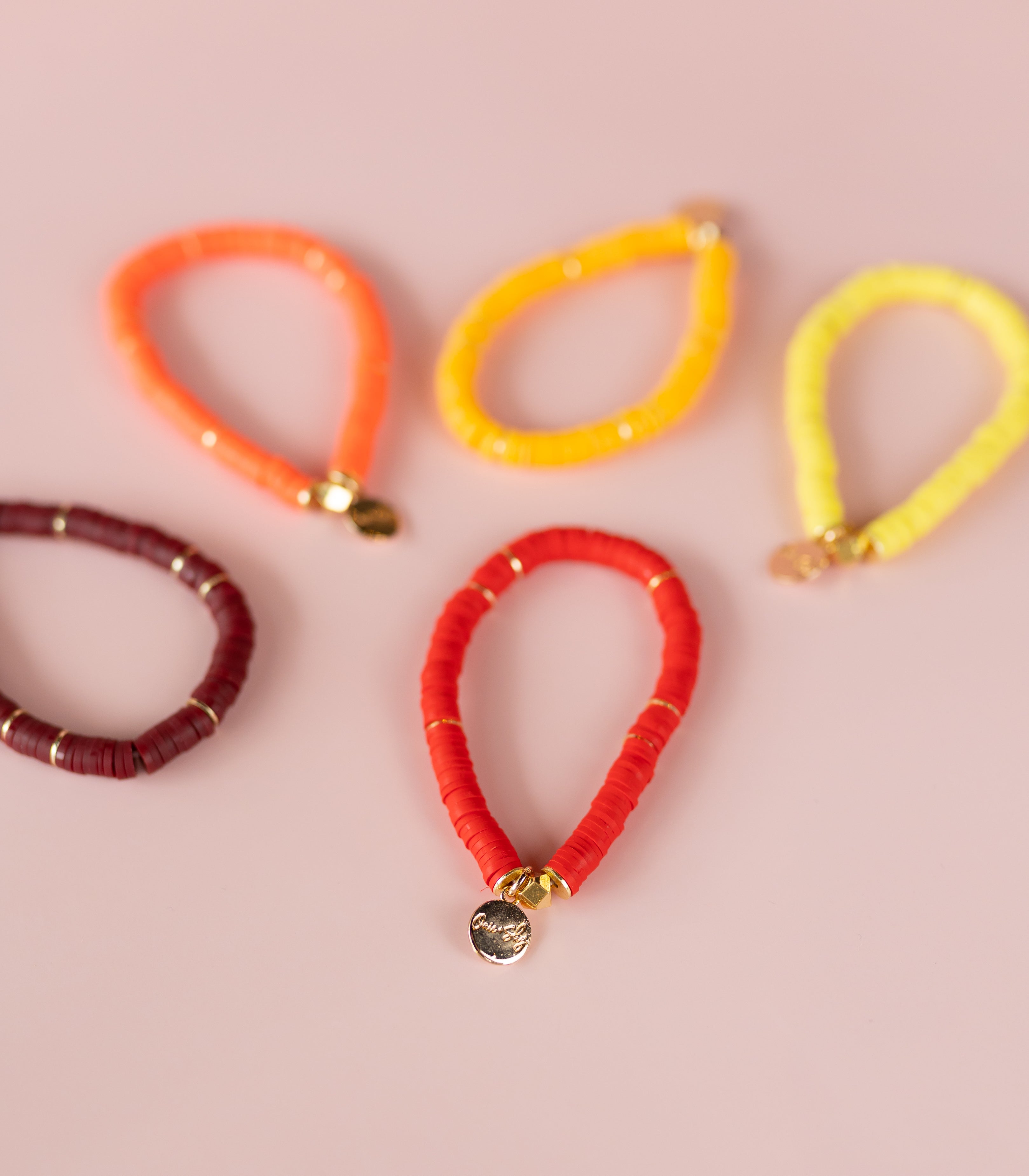 Red Heishi Bracelet (Customizable)