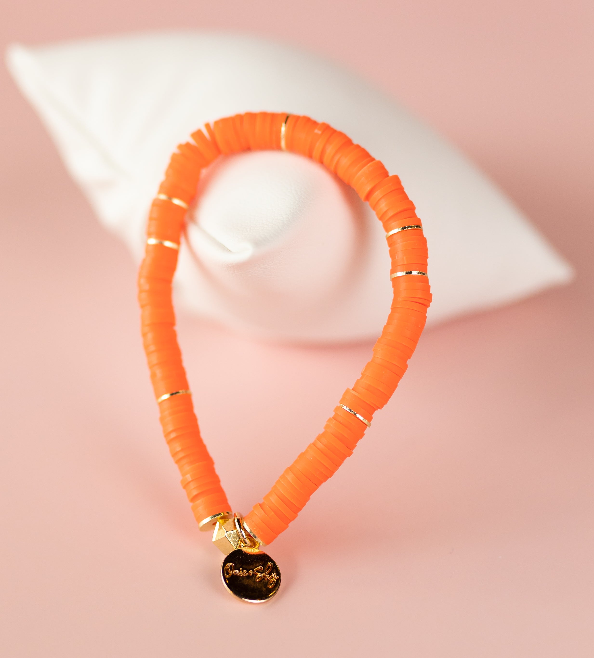 Tangerine Heishi Bracelet (Customizable)