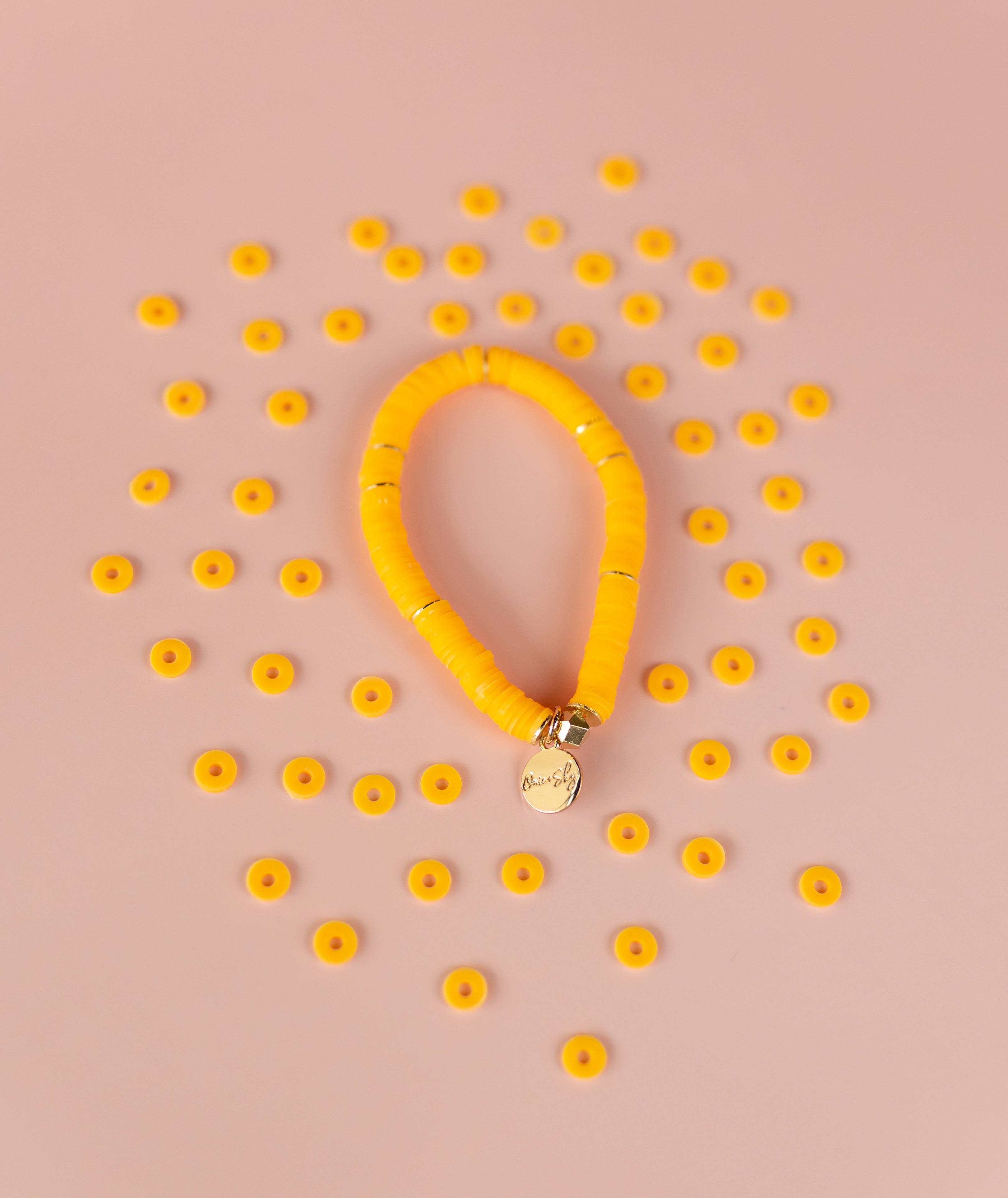 Peach Heishi Bracelet (Customizable)
