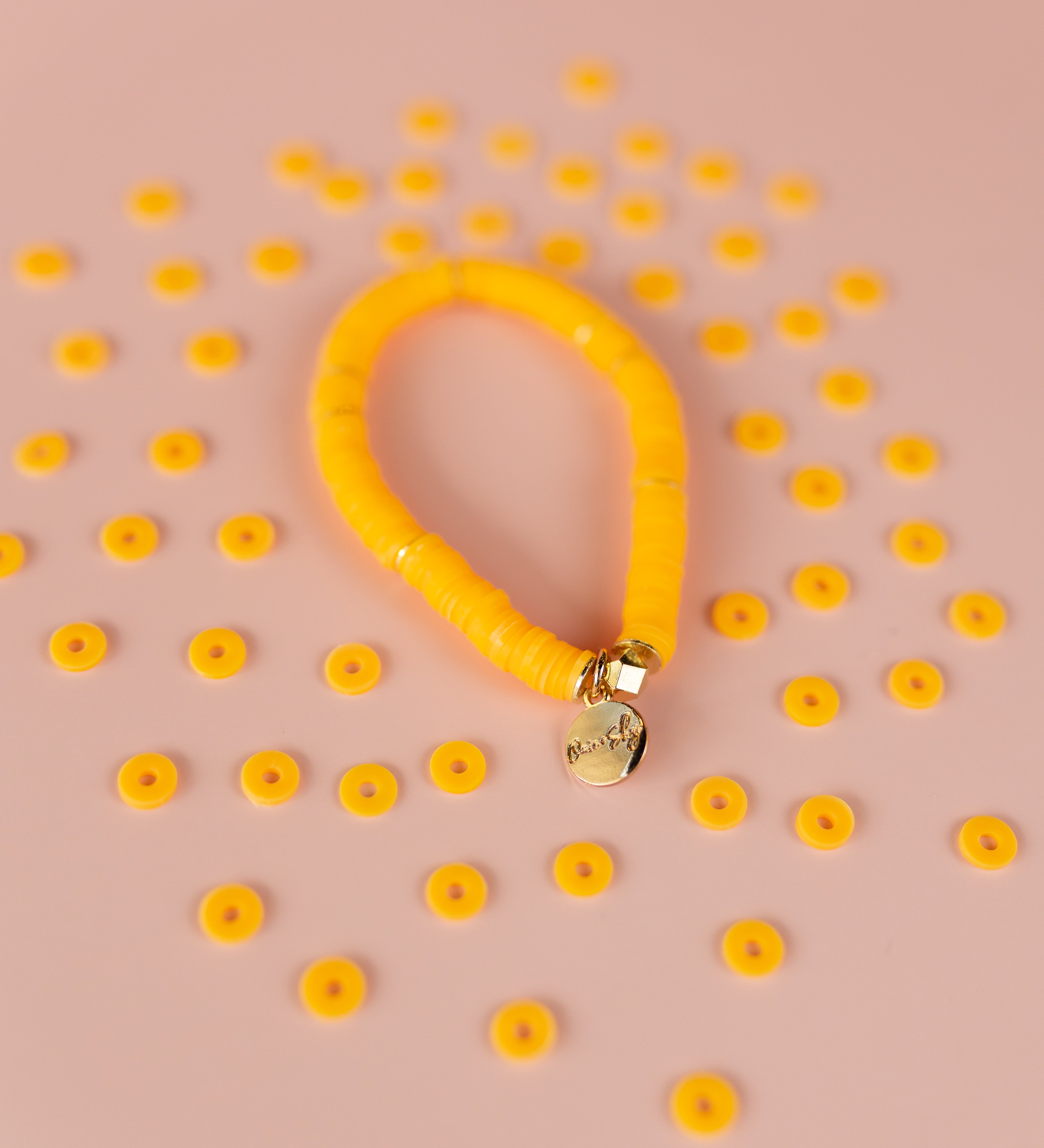 Peach Heishi Bracelet (Customizable)