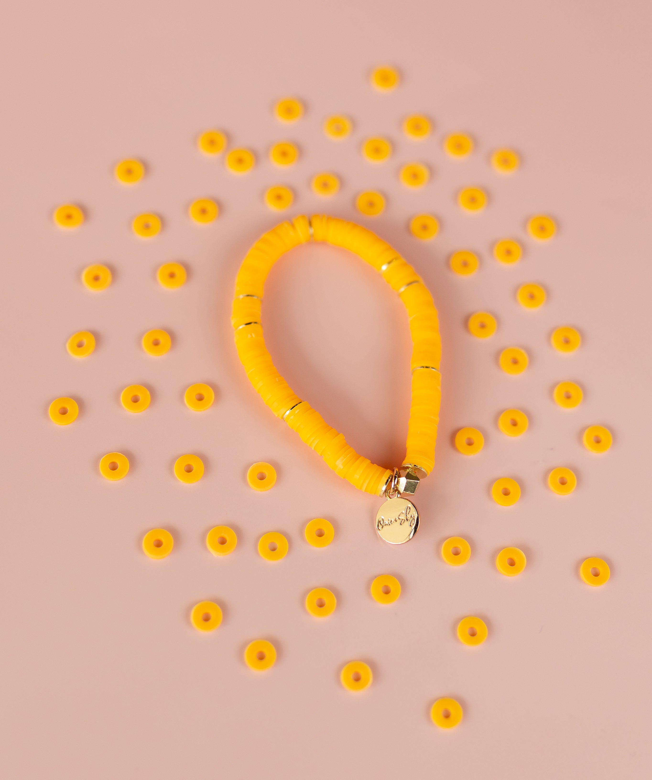 Peach Heishi Bracelet (Customizable)