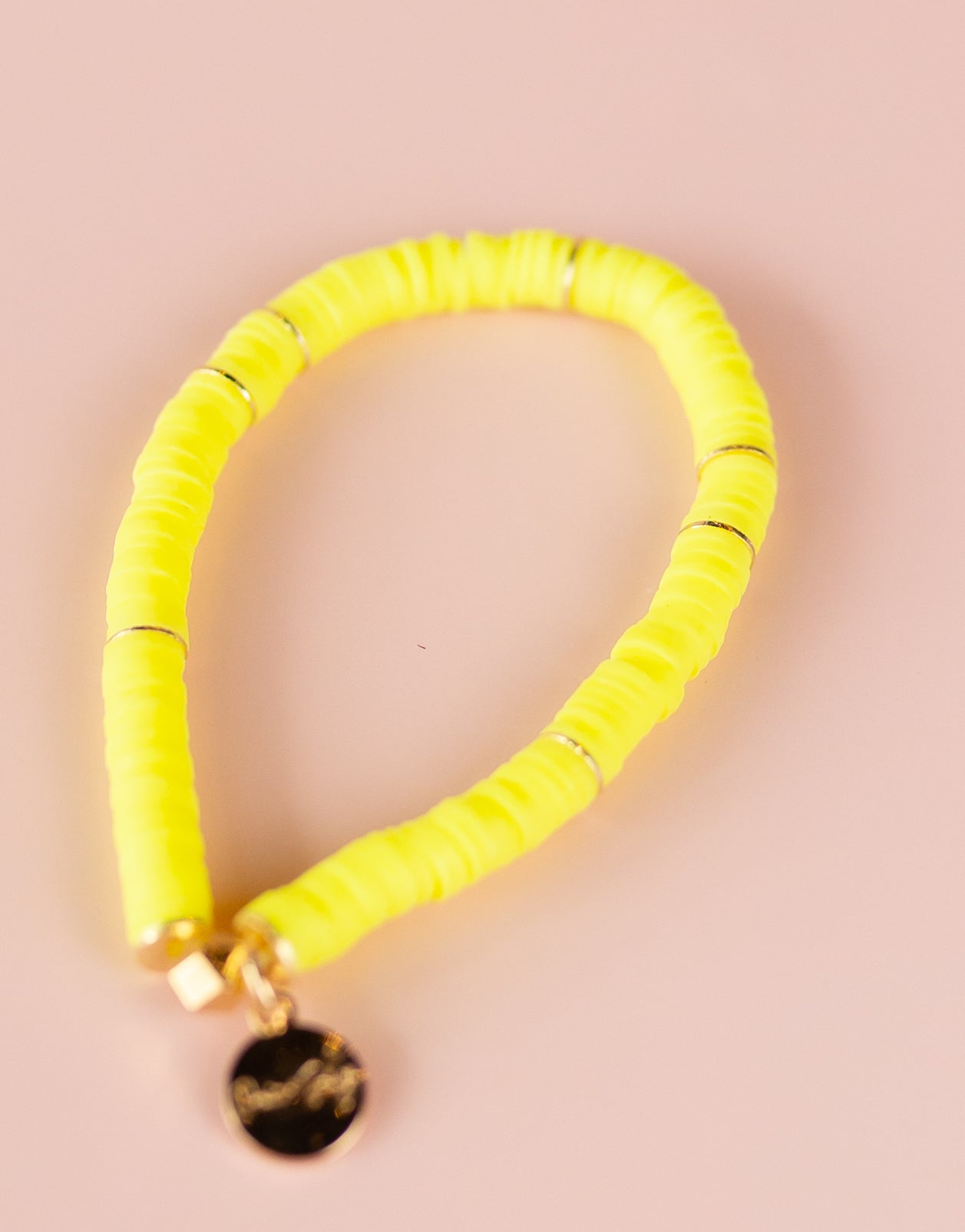 Neon Yellow Heishi Bracelet (Customizable)