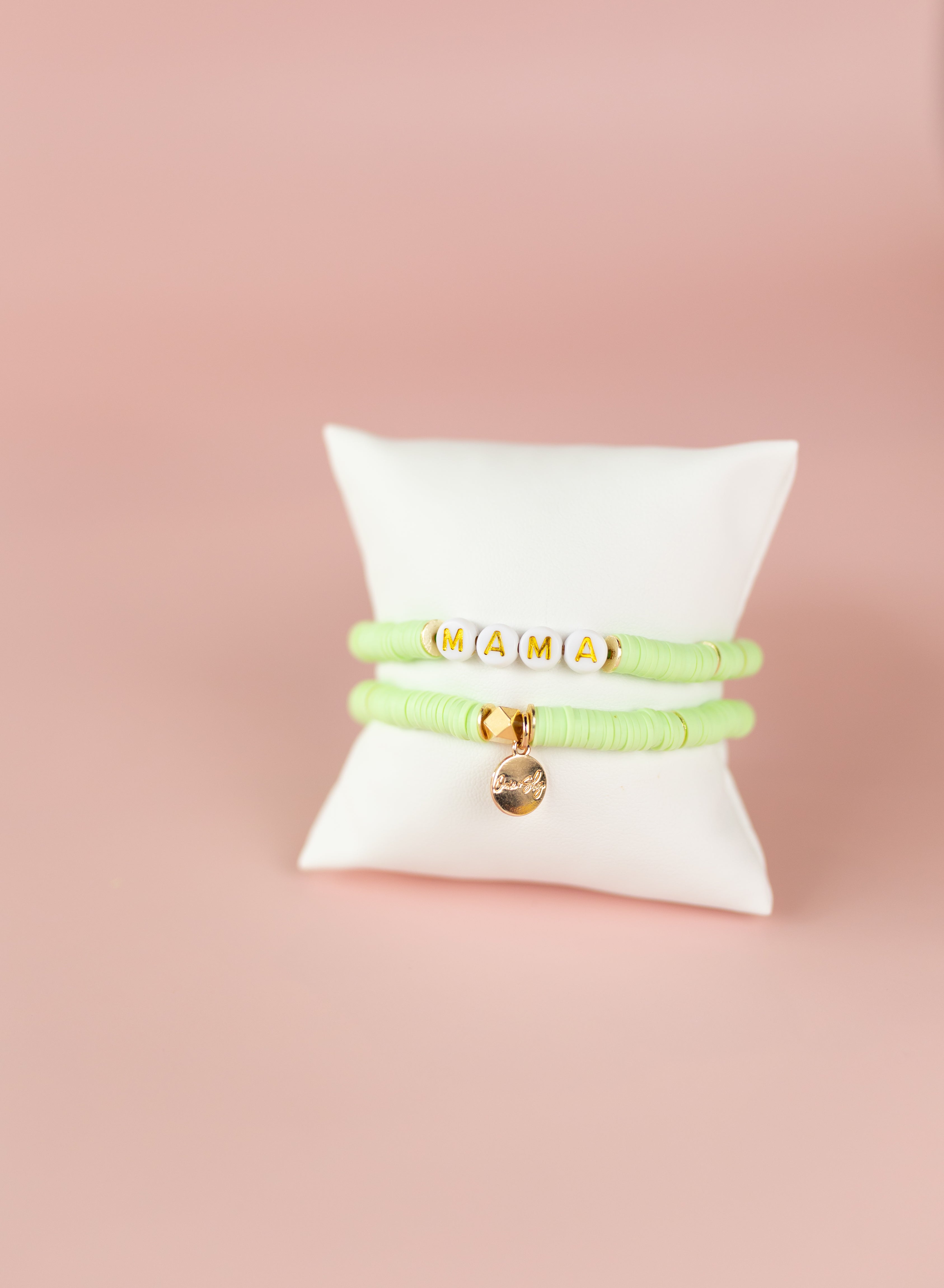 Pale Lime Heishi Bracelet (Customizable)